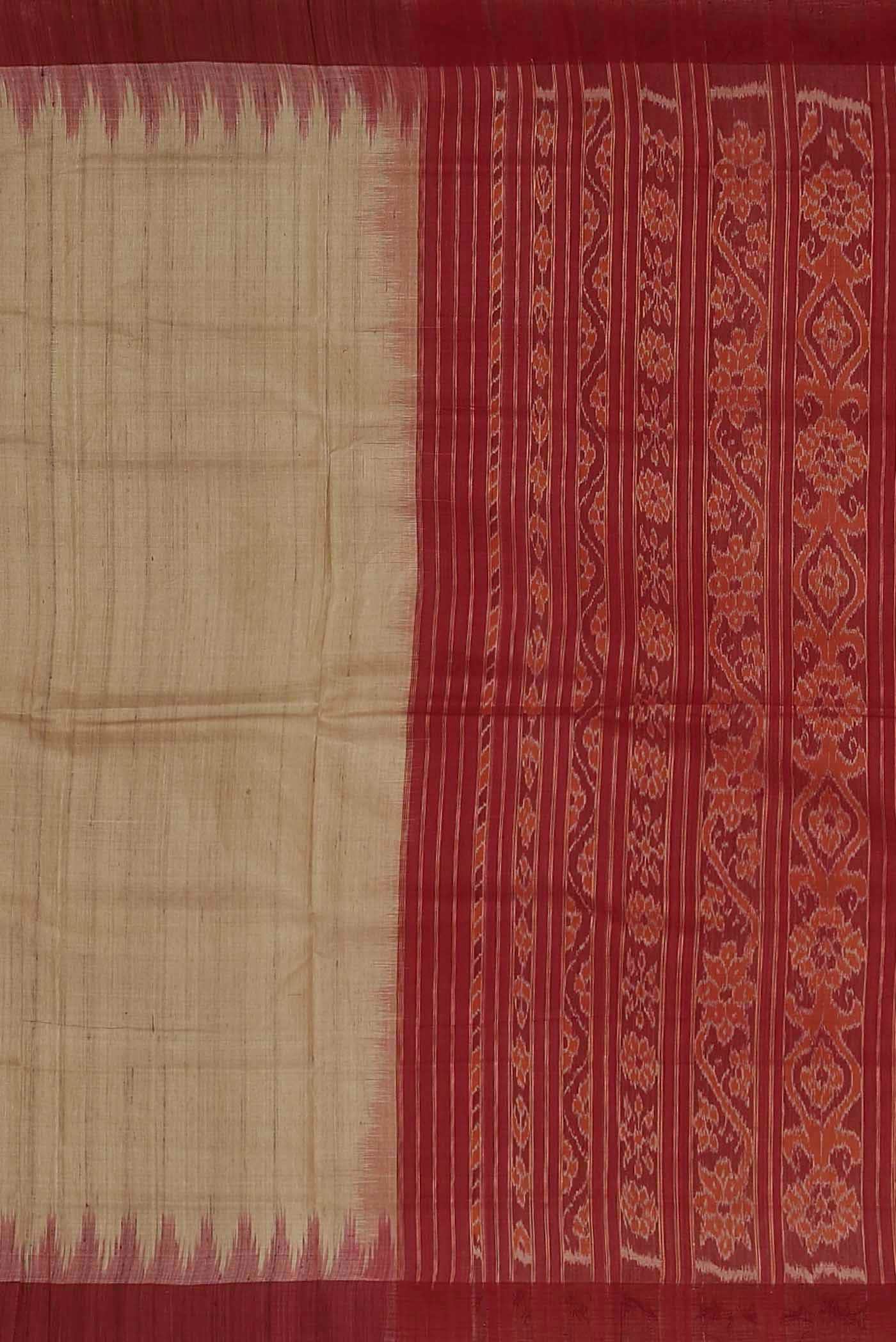 Beige Bhagalpuri Tussar Silk Saree