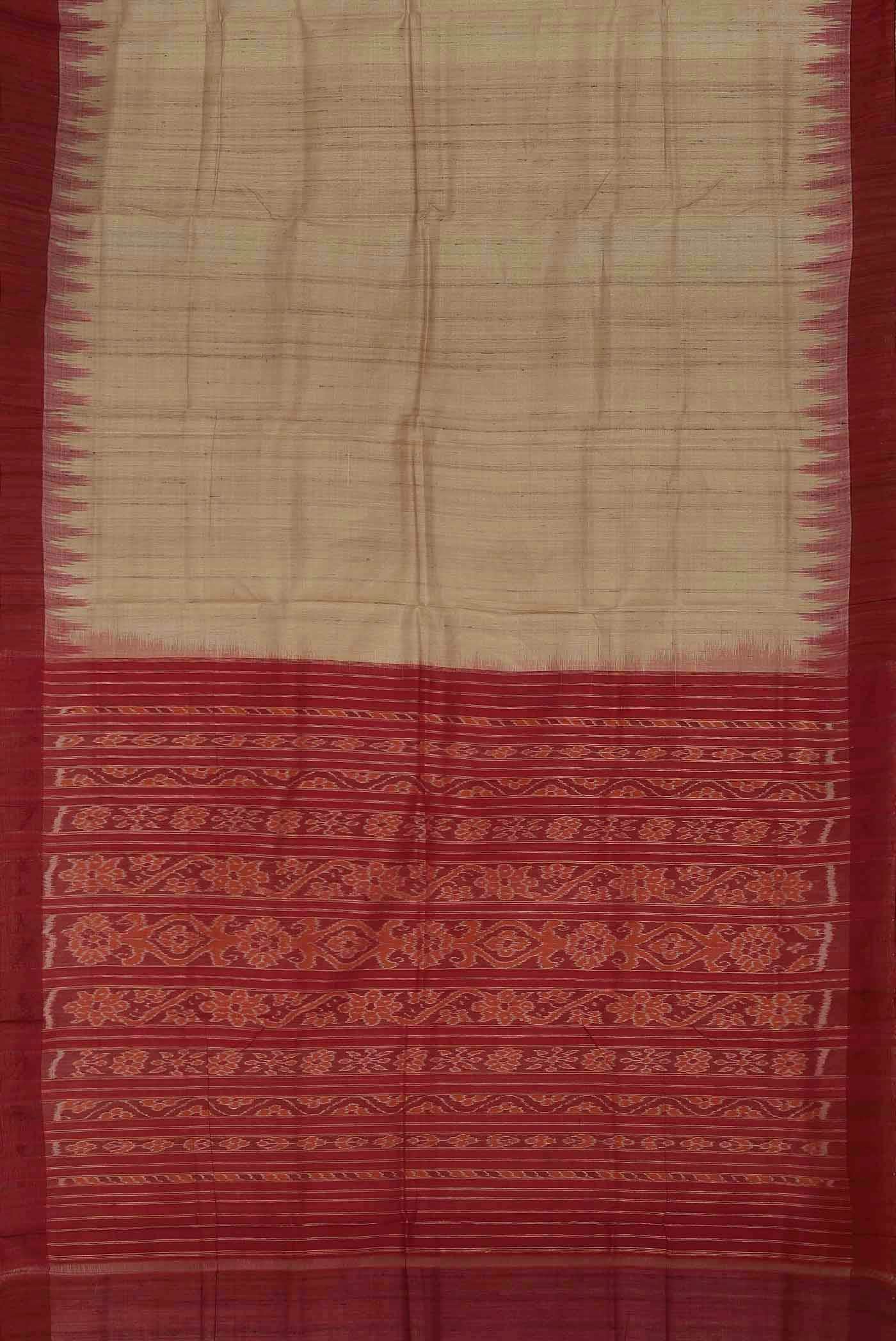Beige Bhagalpuri Tussar Silk Saree