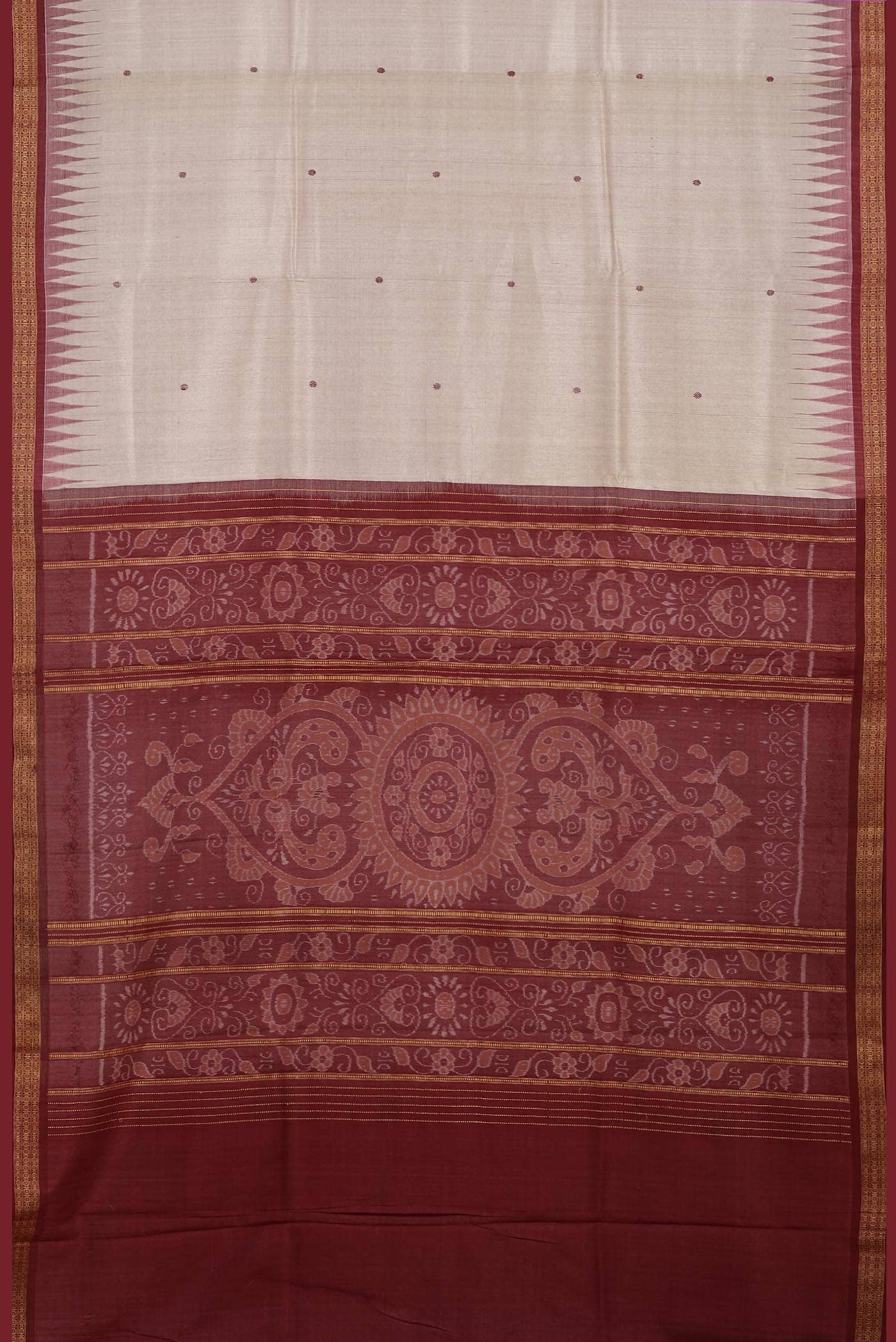 Beige Tussar Silk Saree