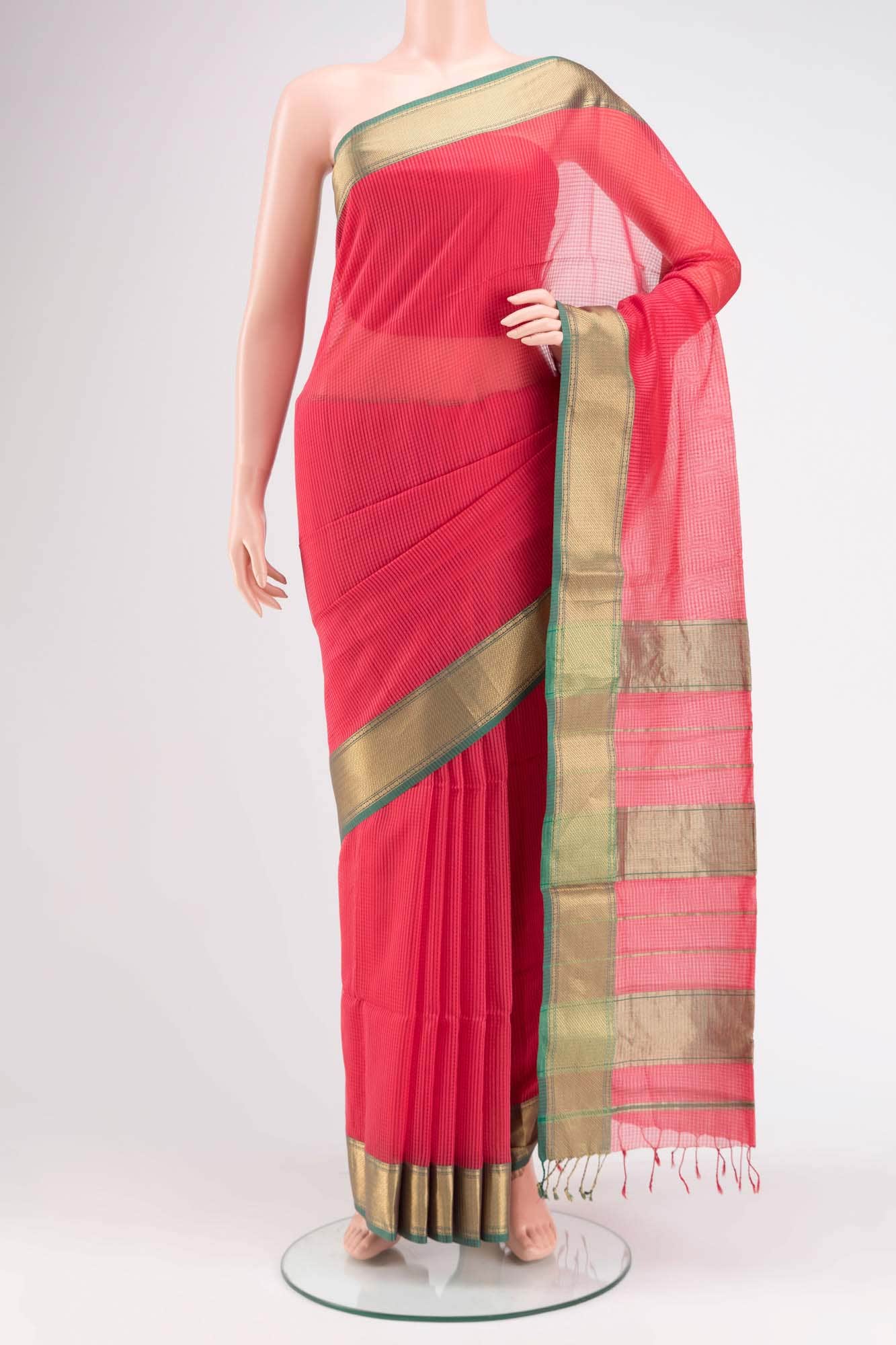 Pink Maheshwari Silk Cotton Saree