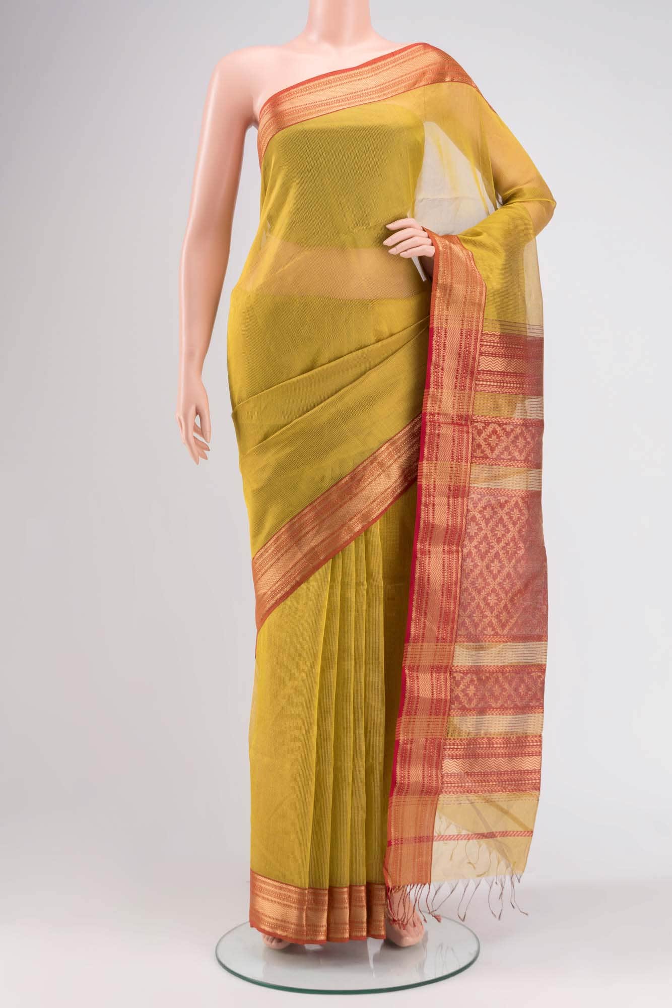 Mehandi Green Maheshwari Silk Cotton Saree