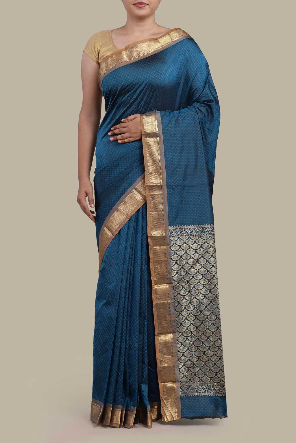 Blue Blended Bangalore Silk Saree