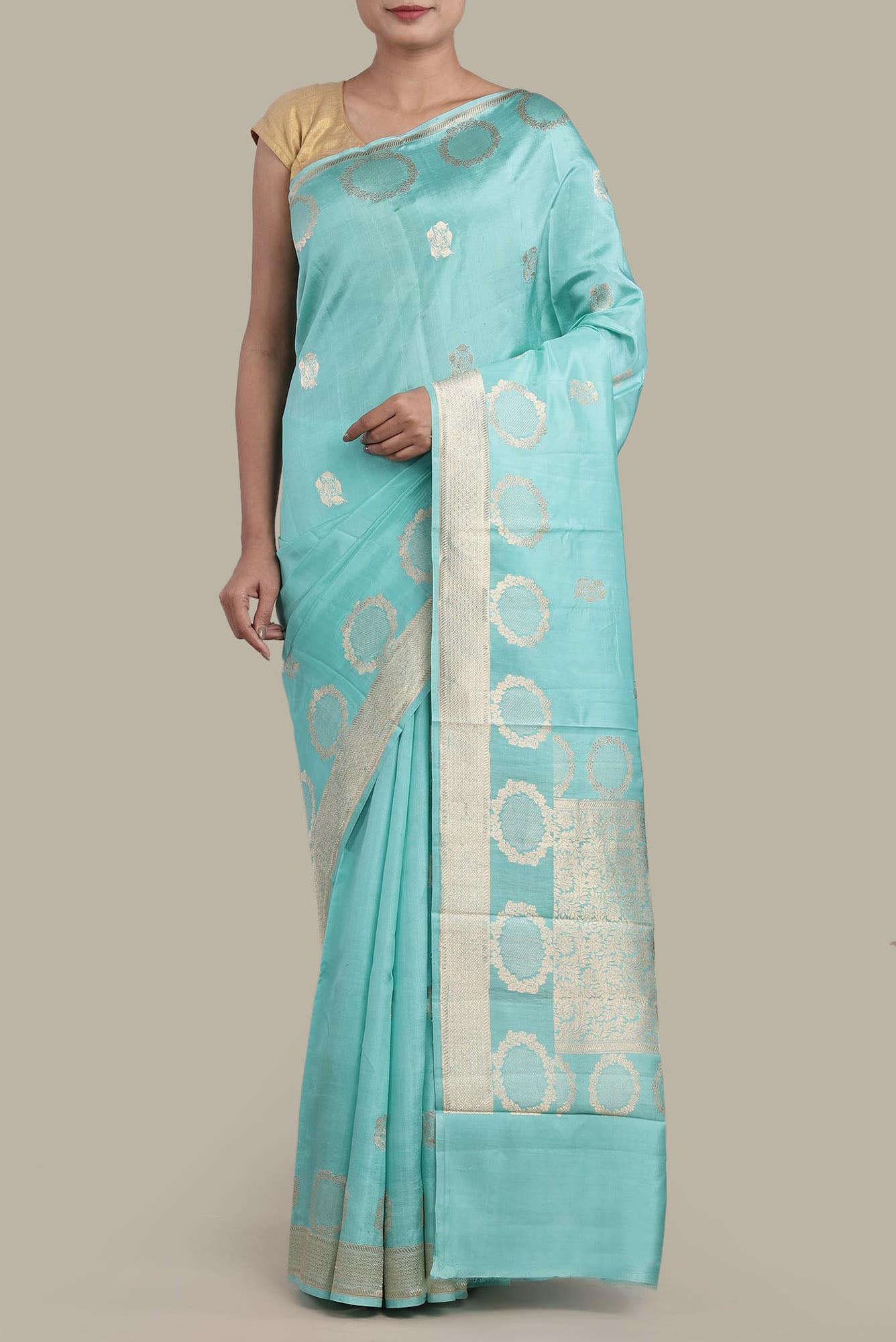 Blue Banarasi Katan Silk Saree