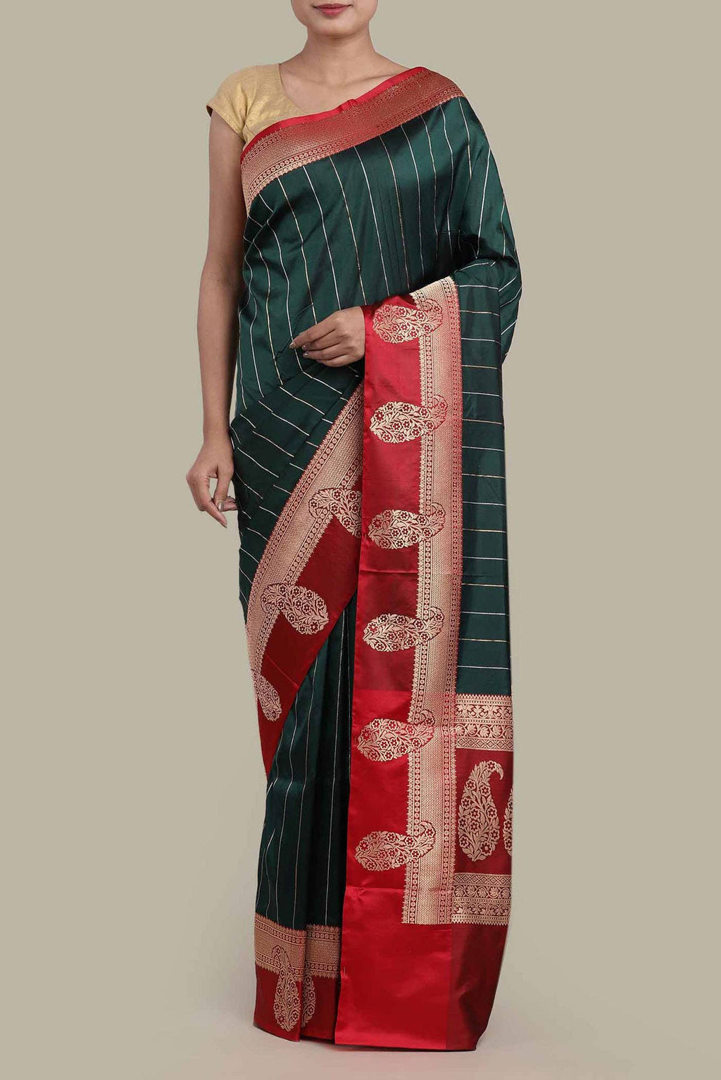Green Banarasi Katan Silk Saree