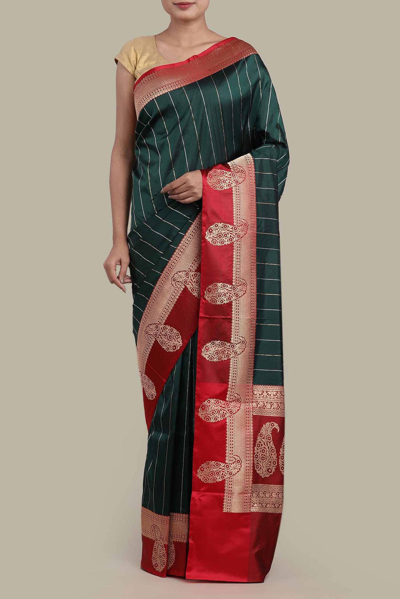 Green Banarasi Katan Silk Saree