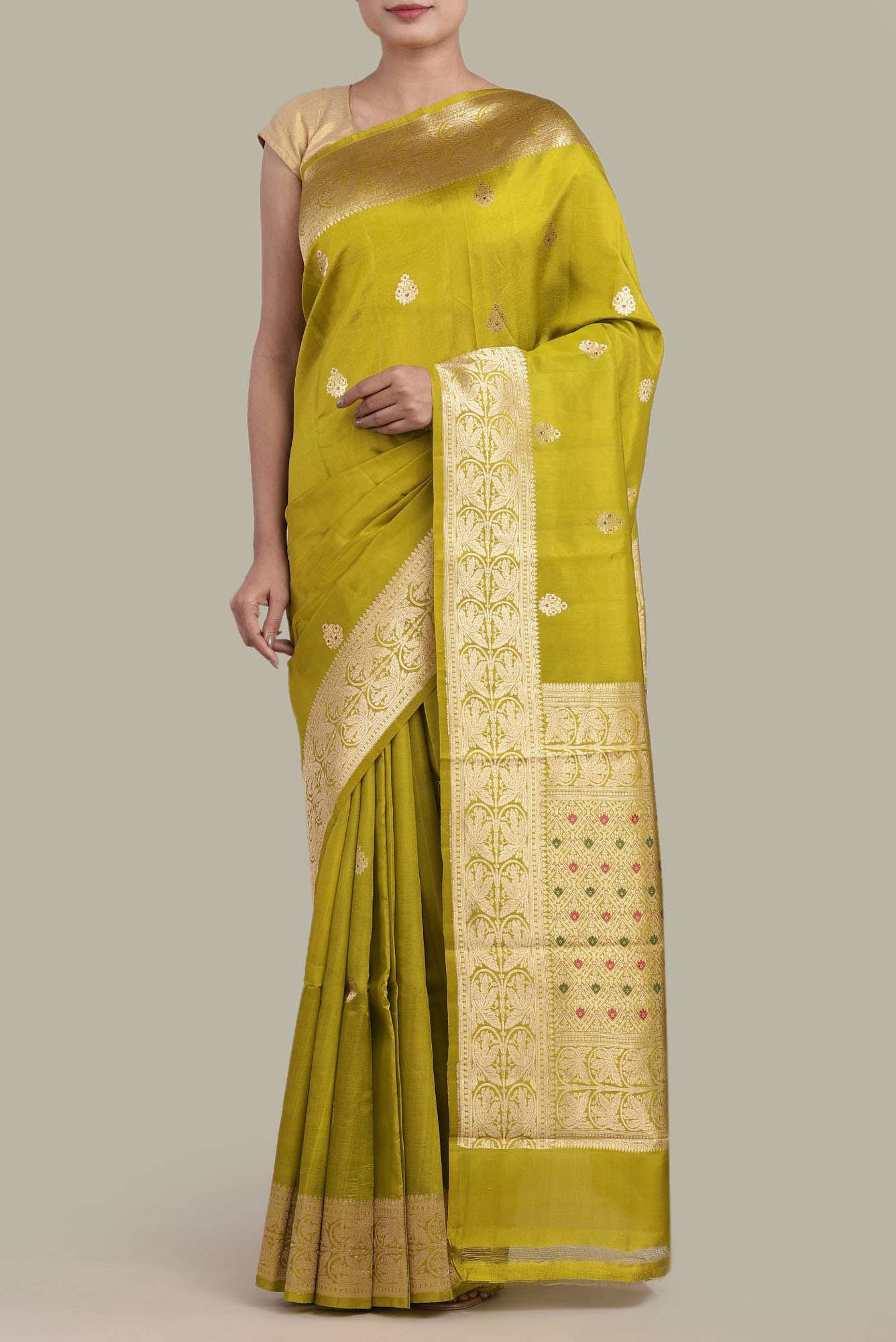 Green Banarasi Katan Silk Saree