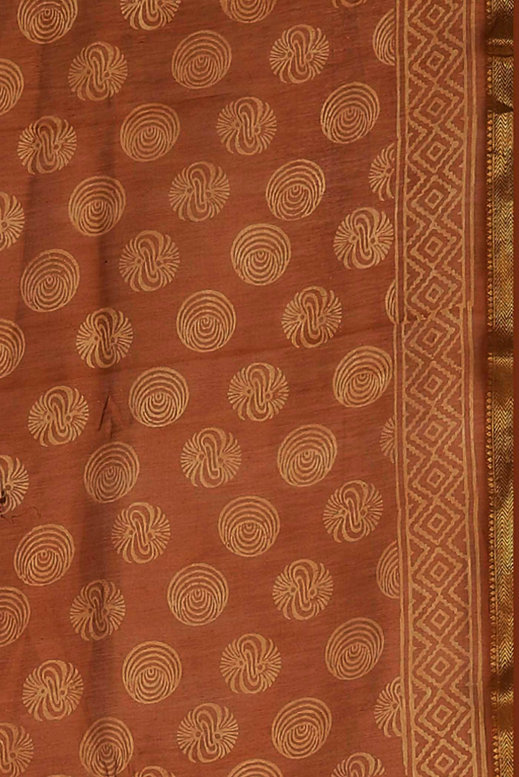 Rust Maheshwari Silk Cotton Saree