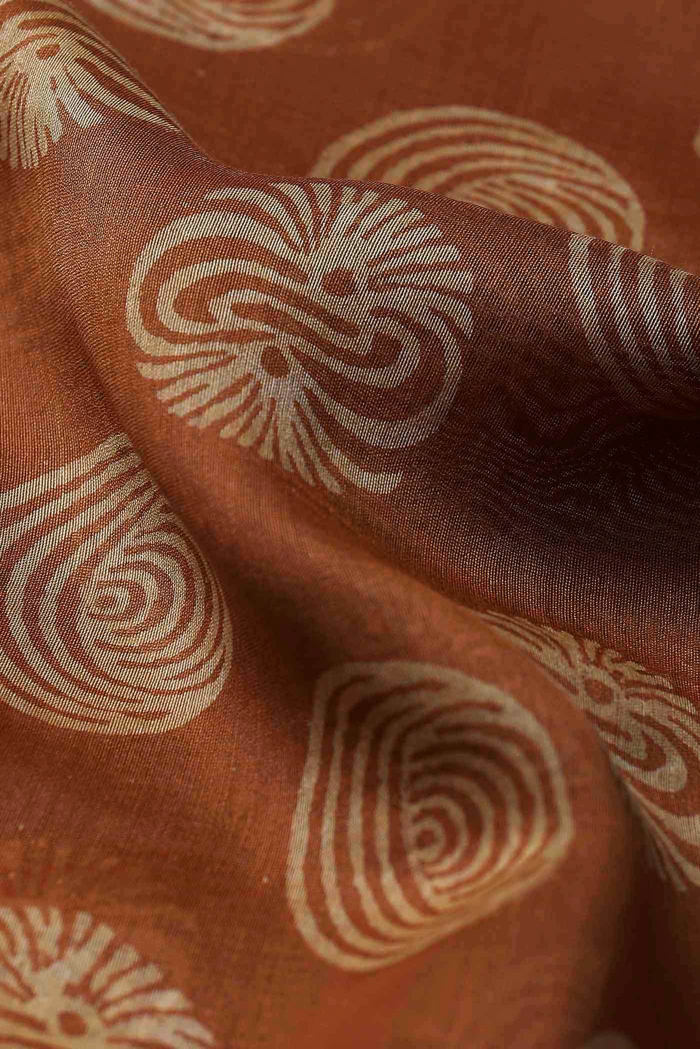 Rust Maheshwari Silk Cotton Saree