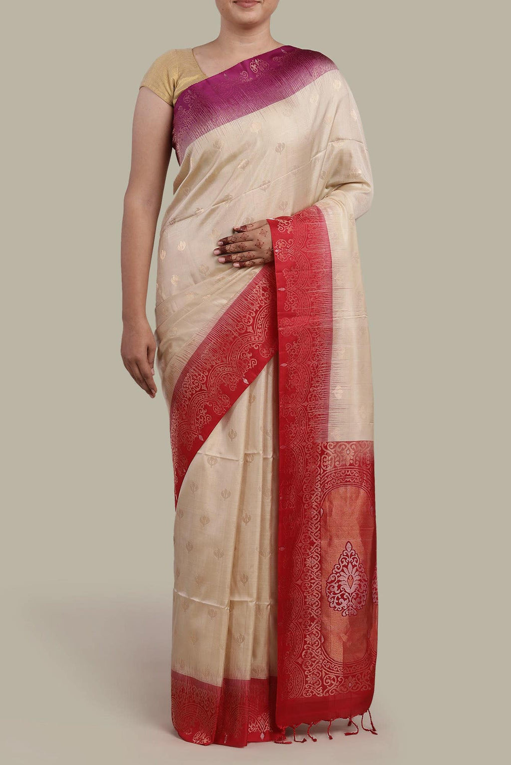 Cream Soft Silk Saree