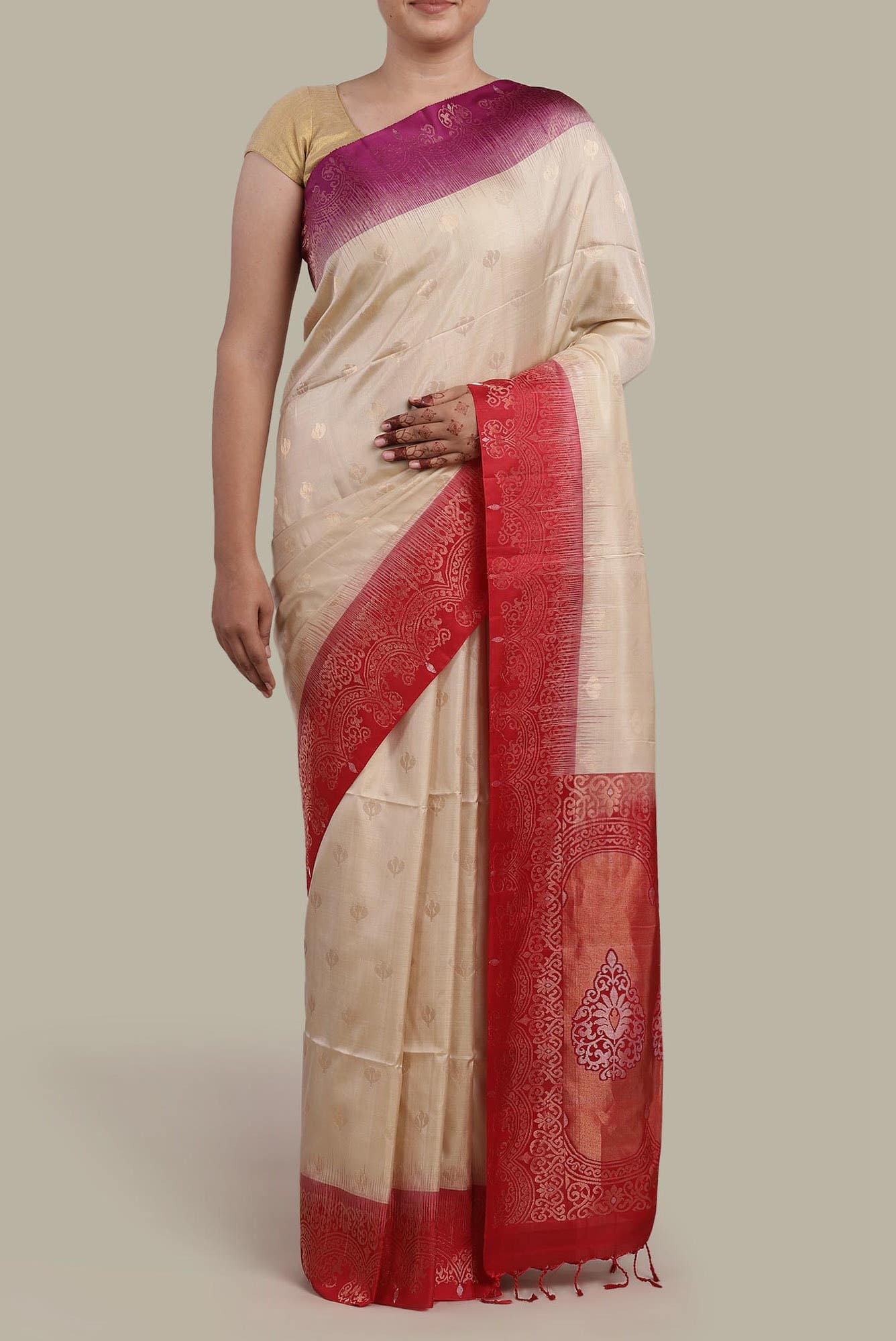 Cream Soft Silk Saree