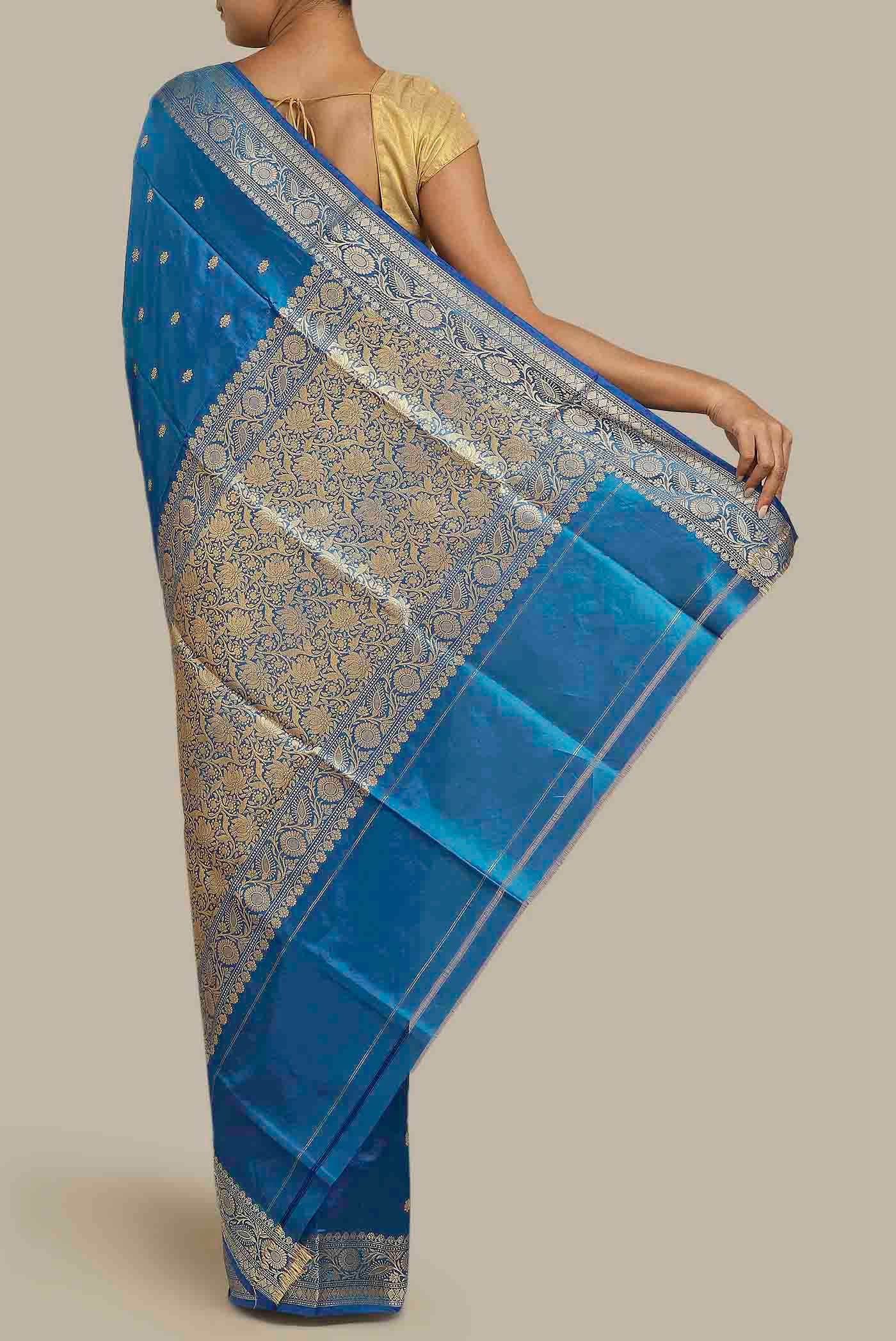 Blue Banarasi Katan Silk Saree