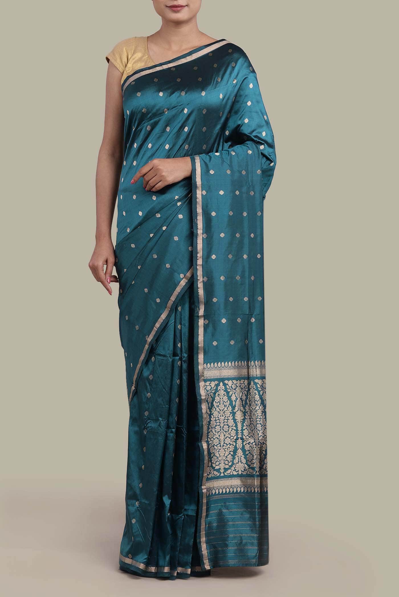 Blue Banarasi Katan Silk Saree