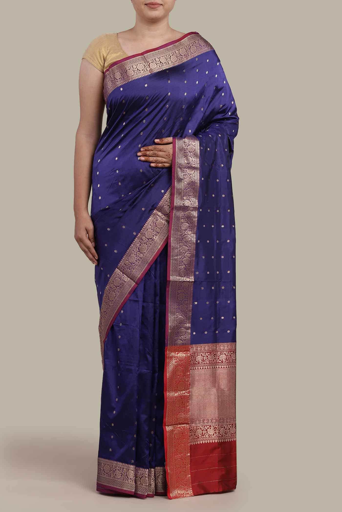 Blue Banarasi Katan Silk Saree