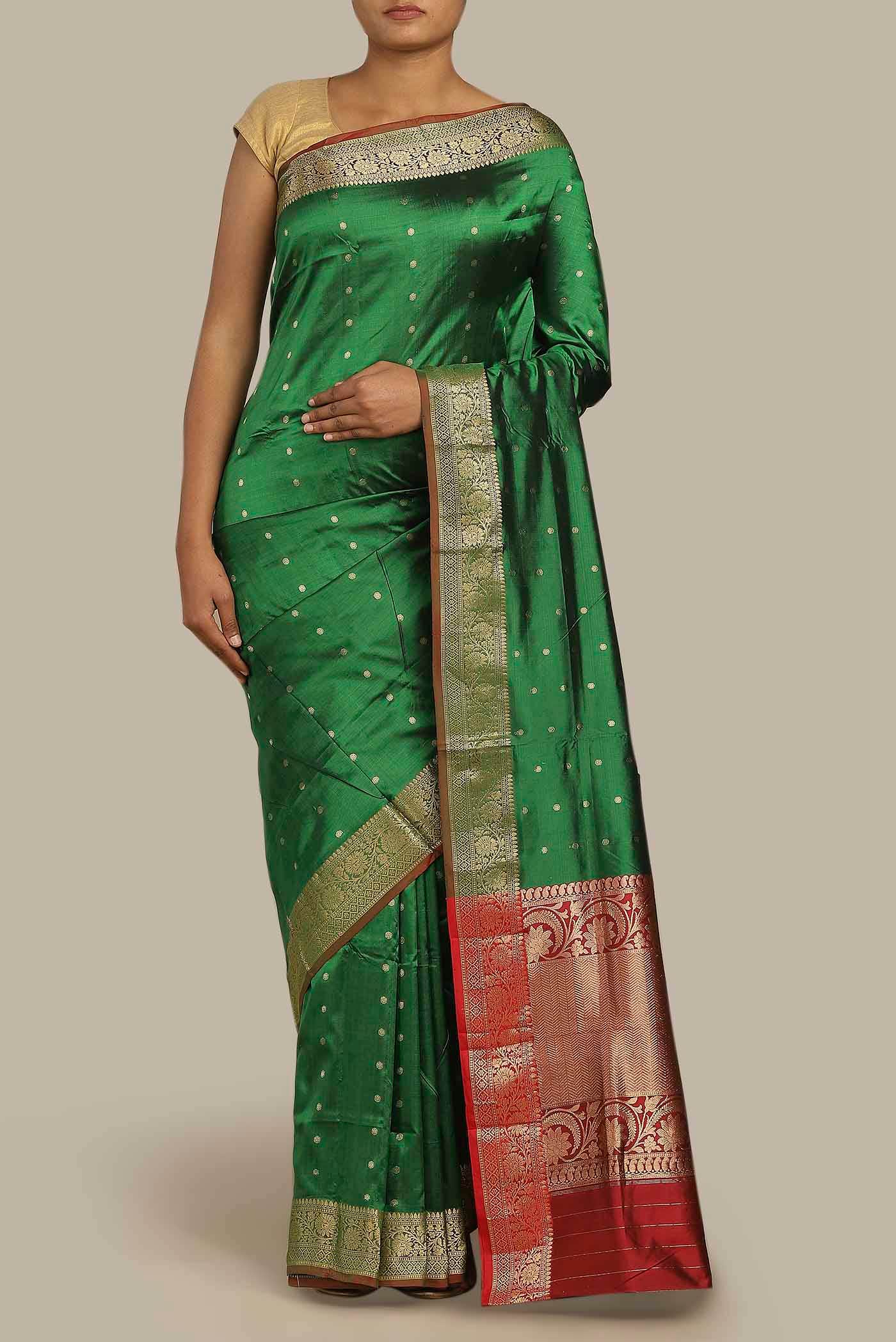 Green Banarasi Katan Silk Saree