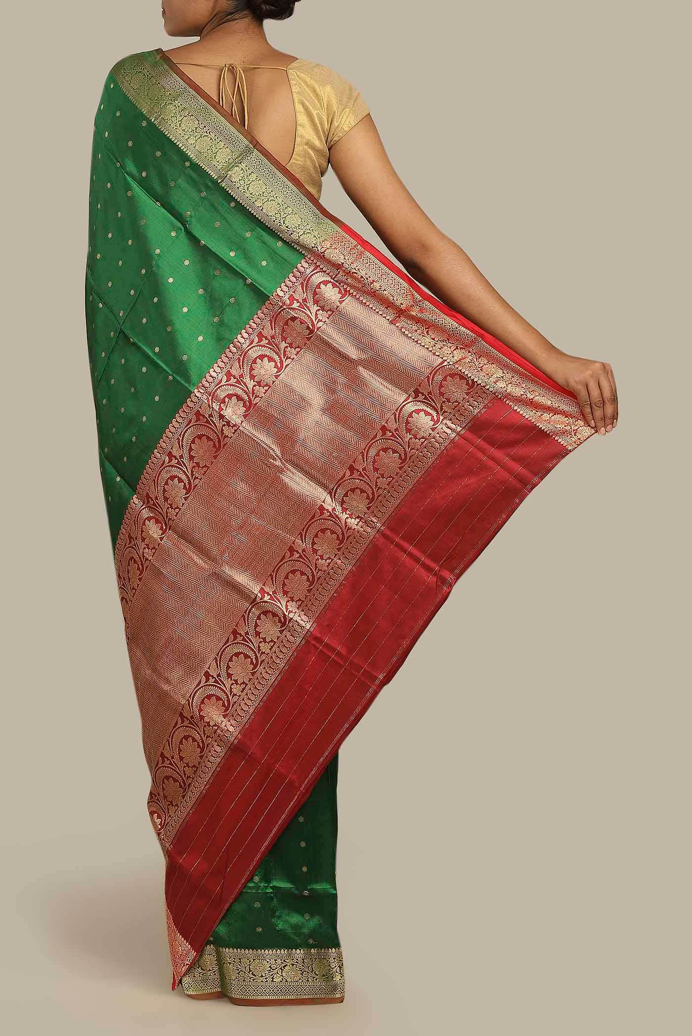 Green Banarasi Katan Silk Saree