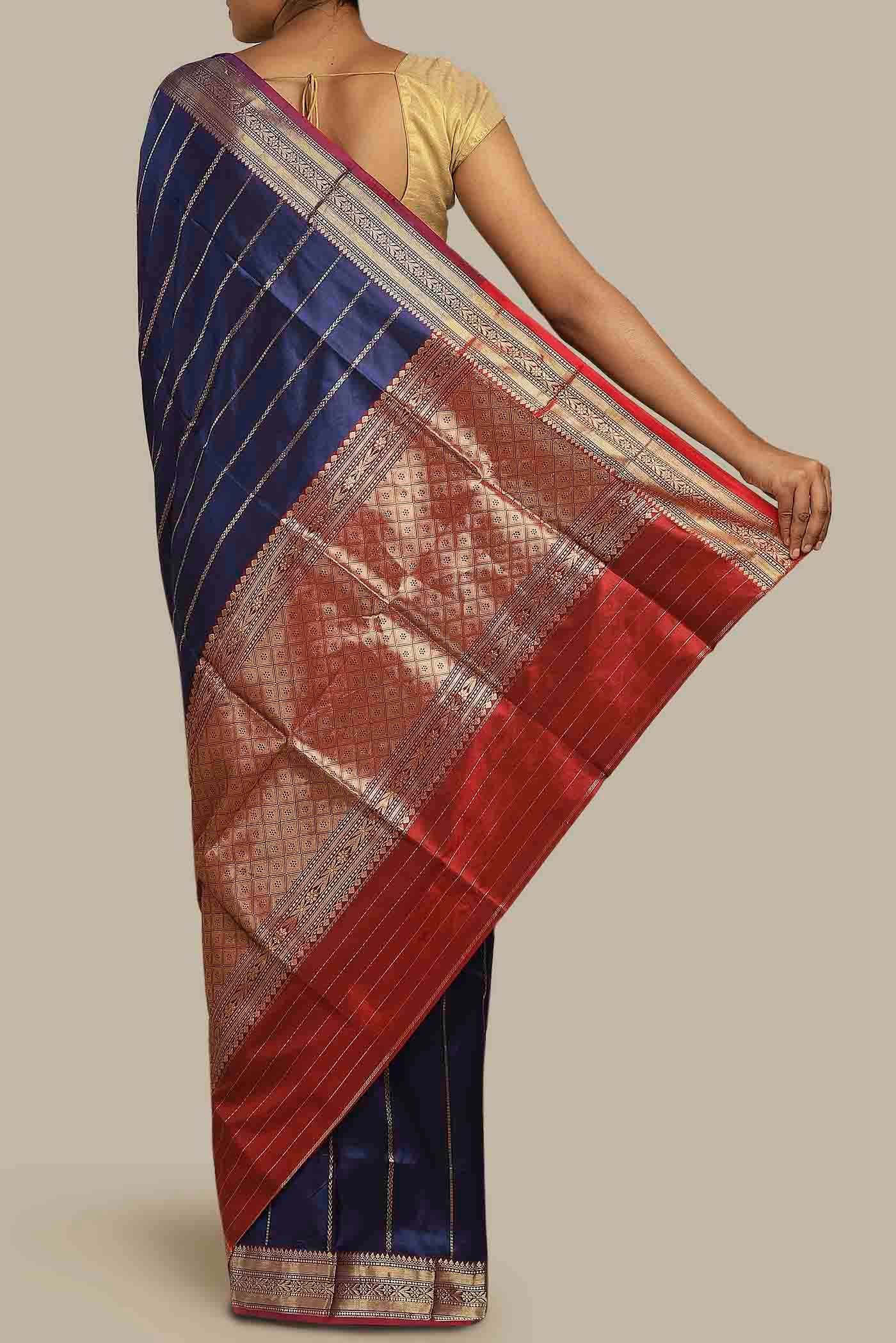 Blue Banarasi Katan Silk Saree