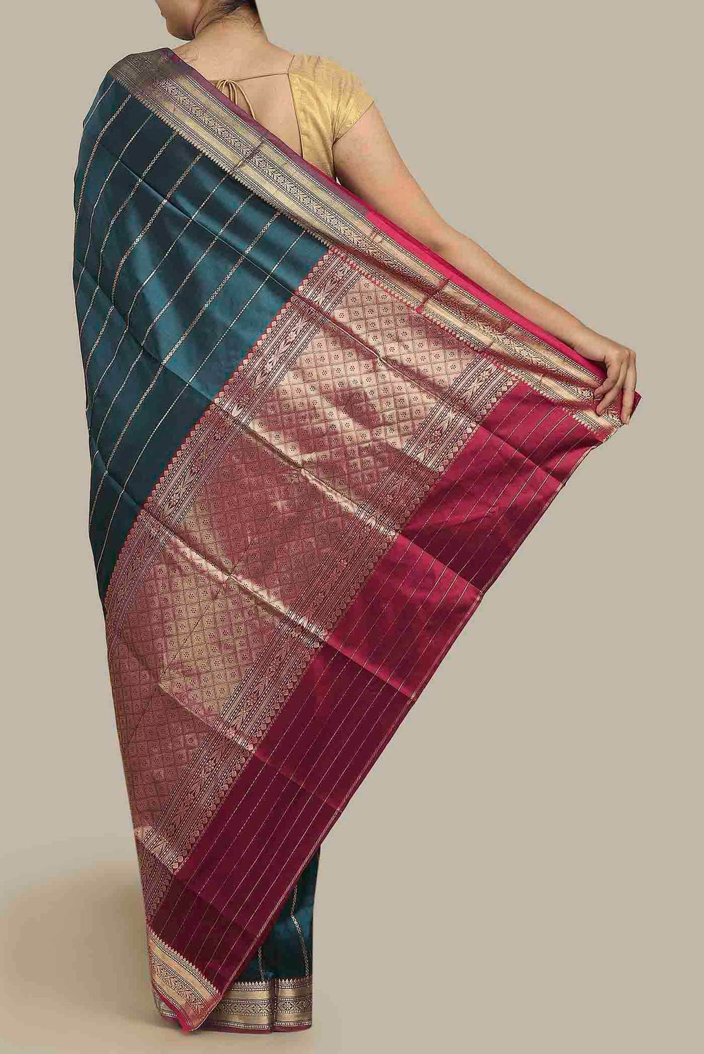 Blue Banarasi Katan Silk Saree