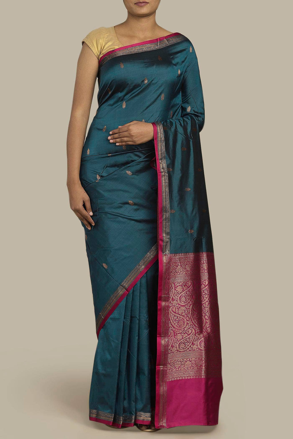 Blue Banarasi Katan Silk Saree