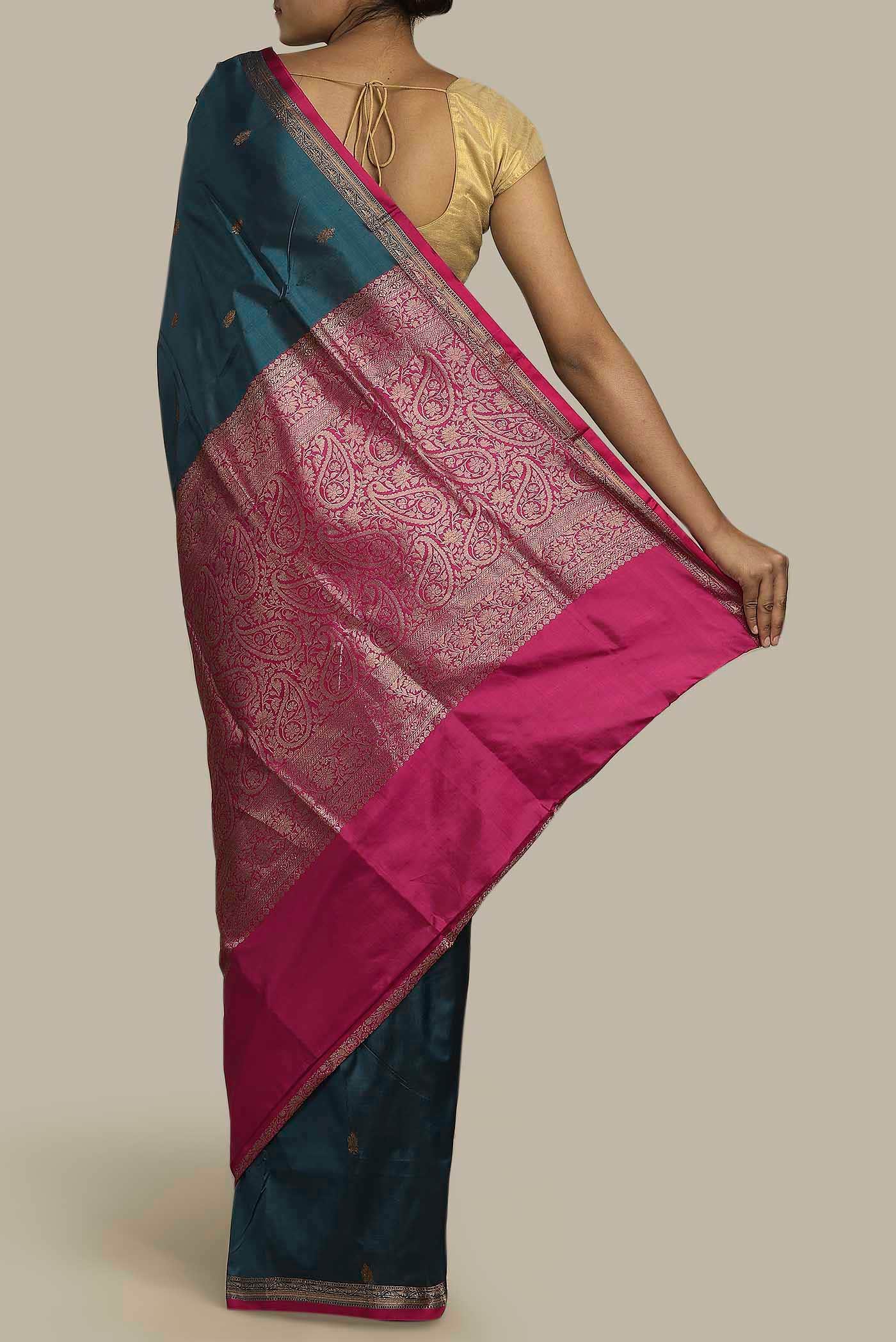 Blue Banarasi Katan Silk Saree
