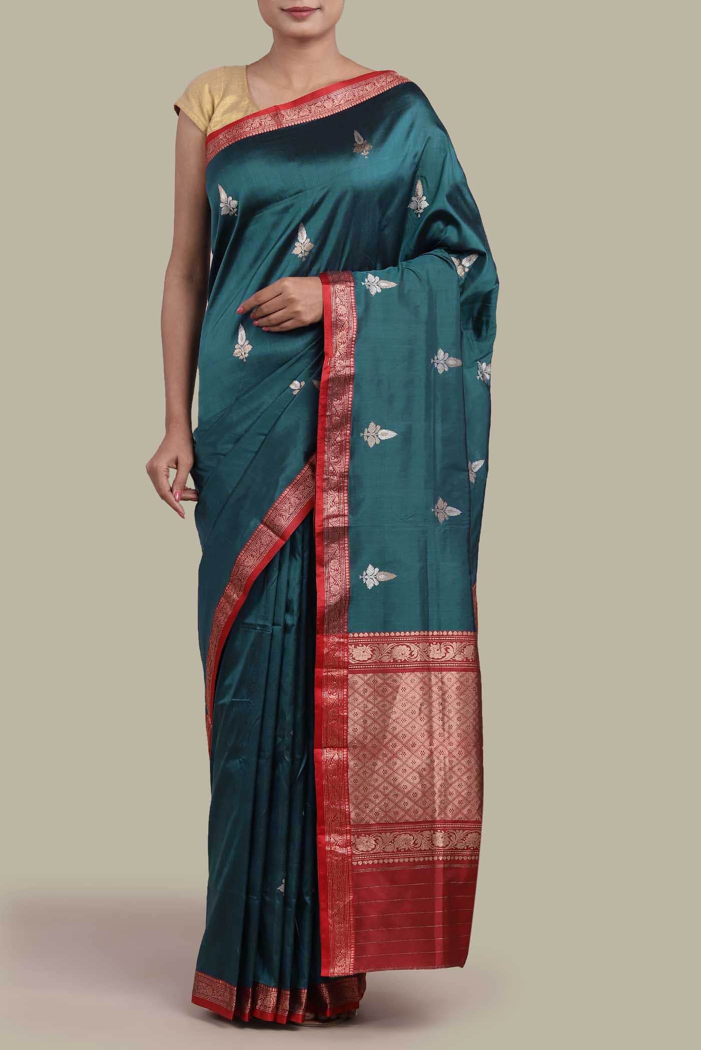 Blue Banarasi Katan Silk Saree