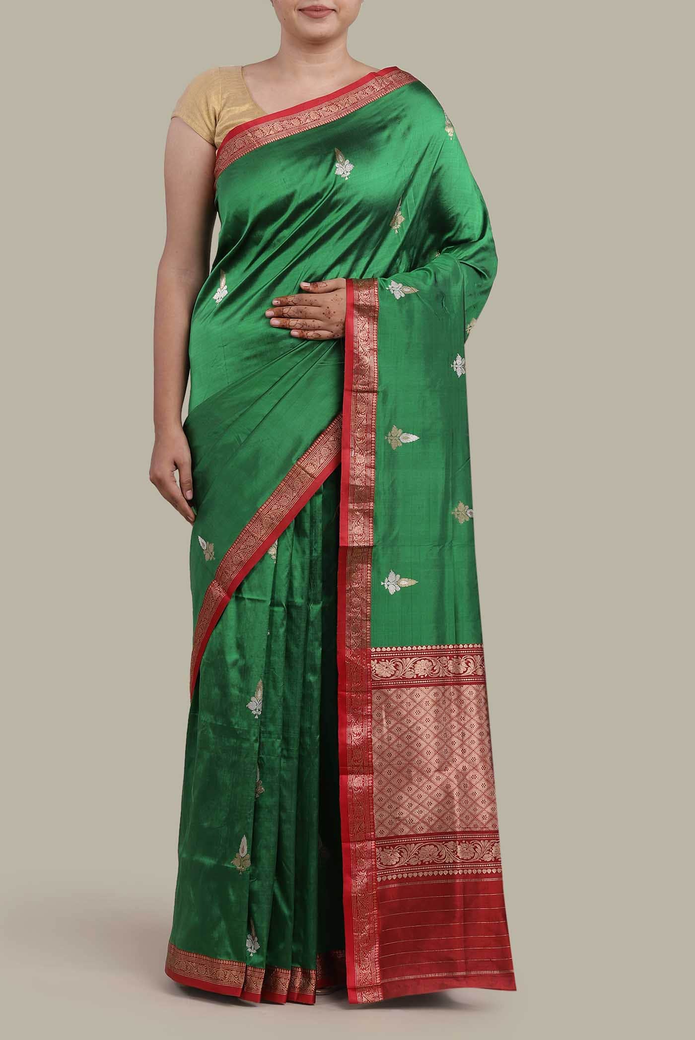 Green Banarasi Katan Silk Saree