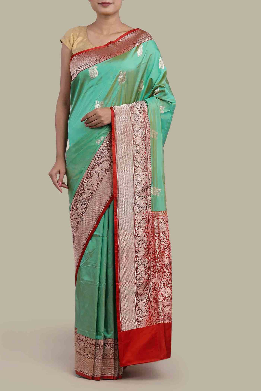 Green Banarasi Katan Silk Saree