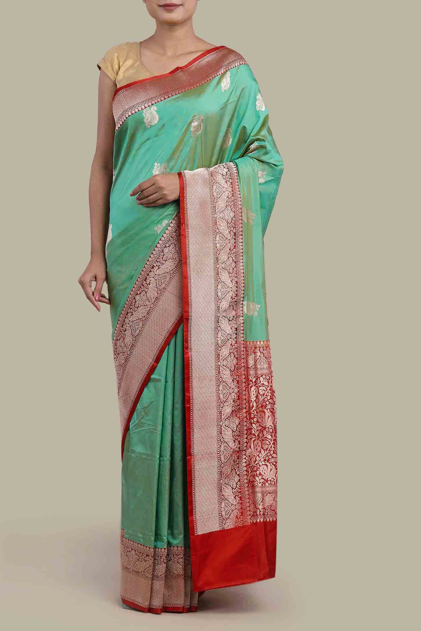 Green Banarasi Katan Silk Saree