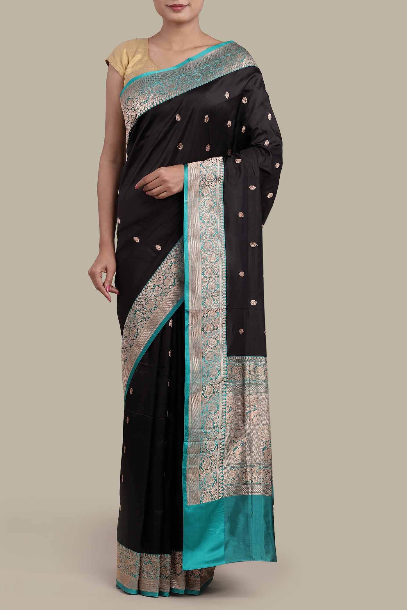 Black Banarasi Katan Silk Saree