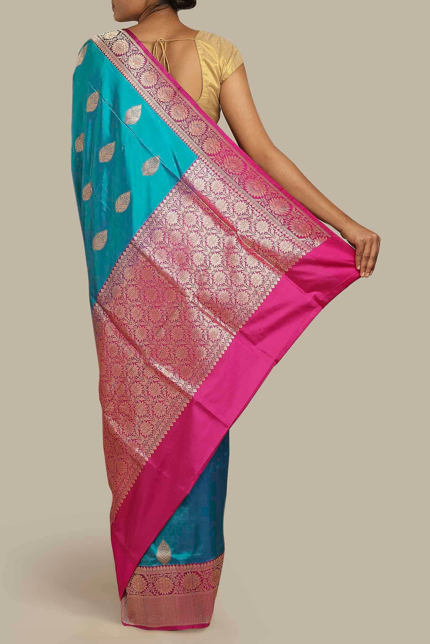 Blue Banarasi Katan Silk Saree
