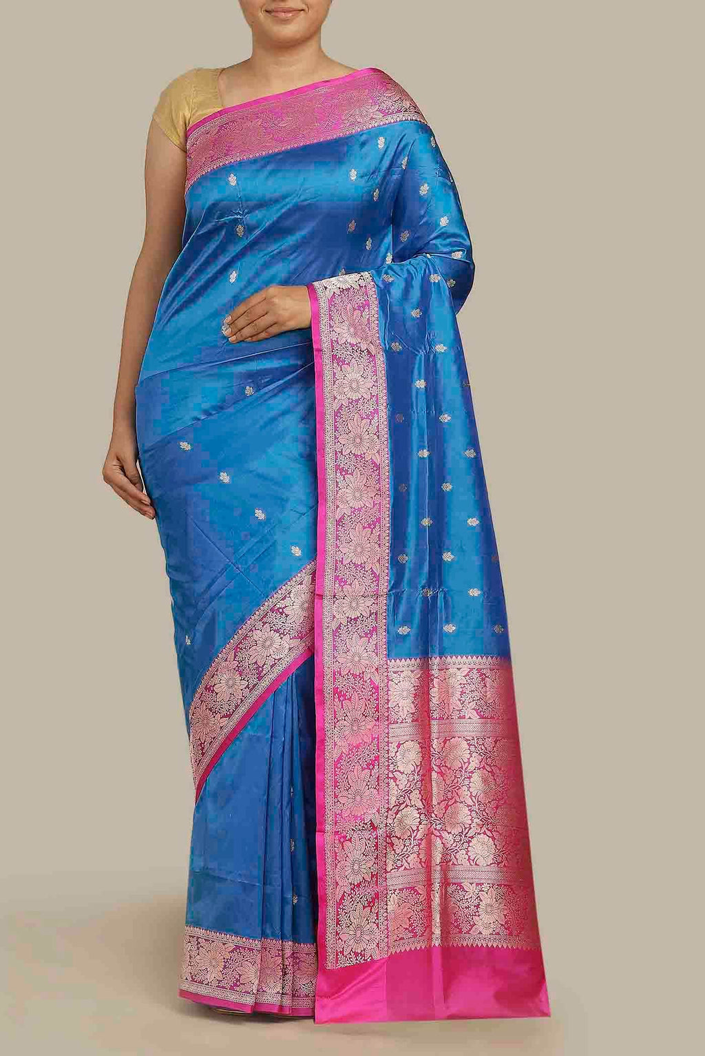 Blue Banarasi Katan Silk Saree