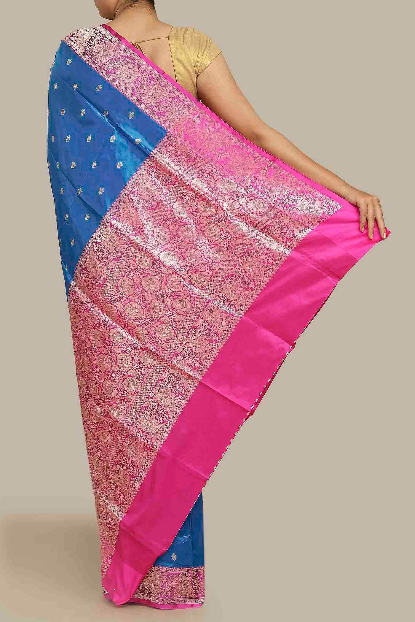 Blue Banarasi Katan Silk Saree