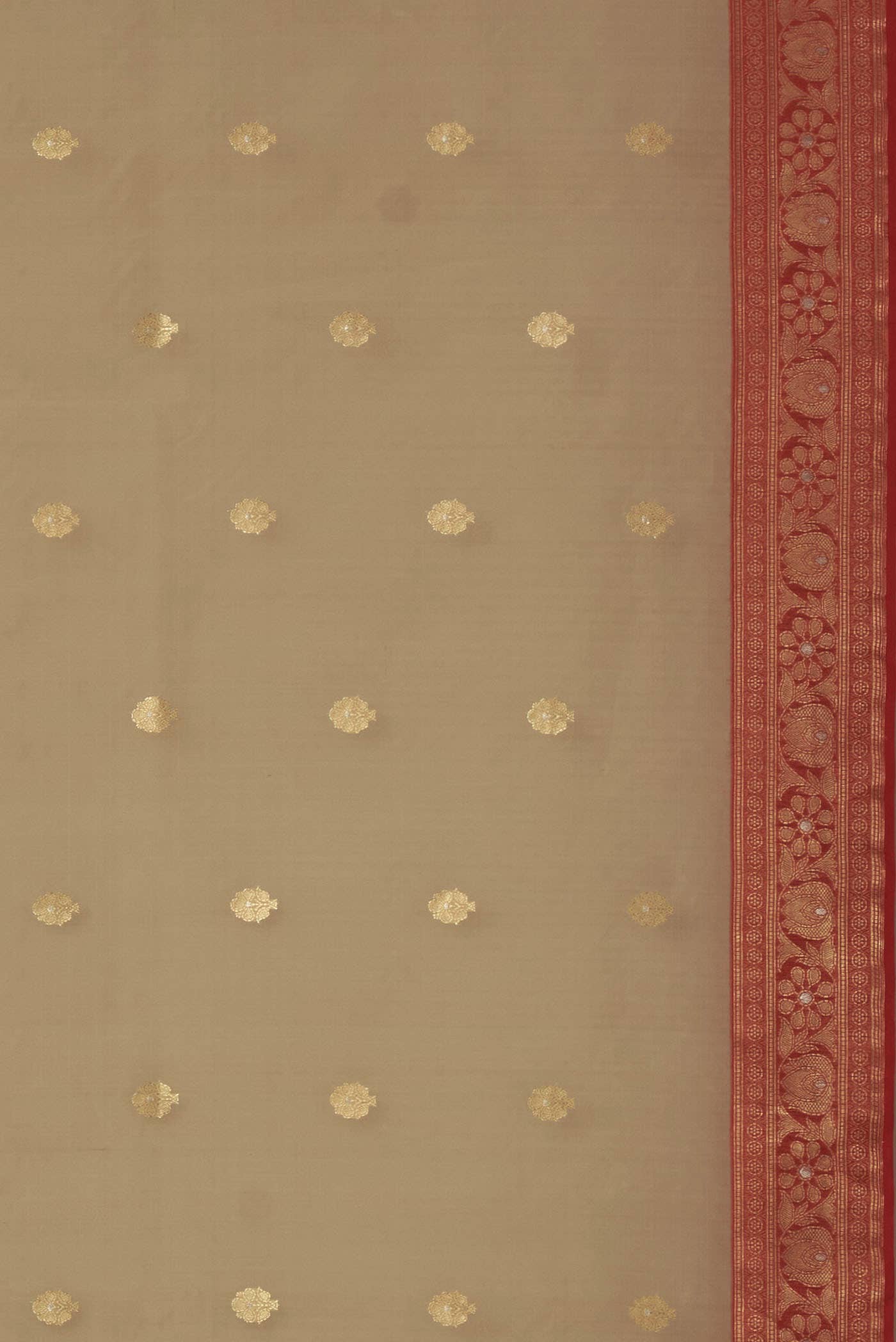 Beige Banarasi Kora Silk Saree