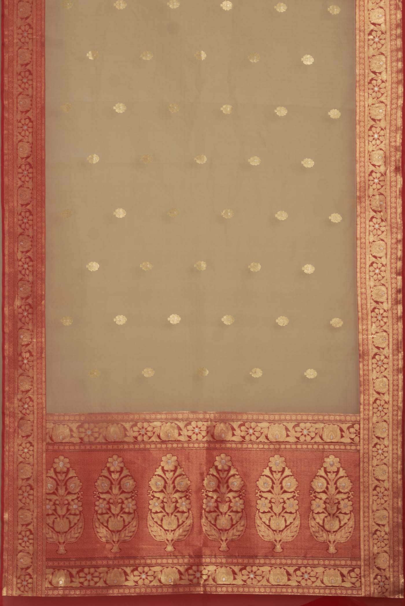Beige Banarasi Kora Silk Saree