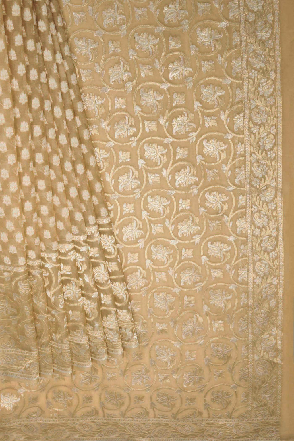 Beige Banarasi Silk Saree