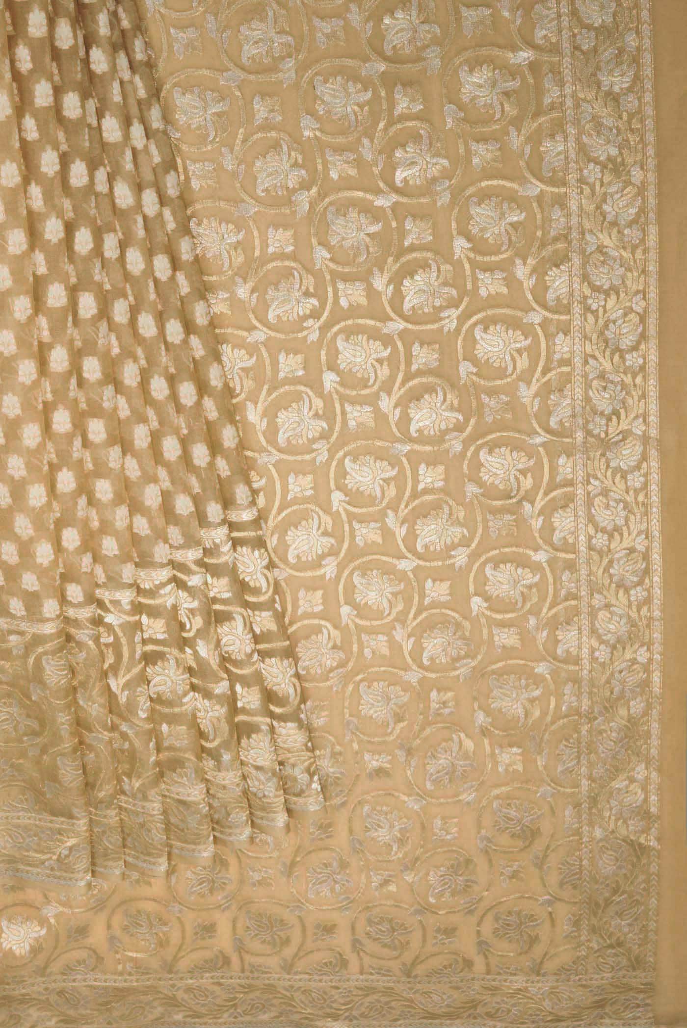 Beige Banarasi Silk Saree