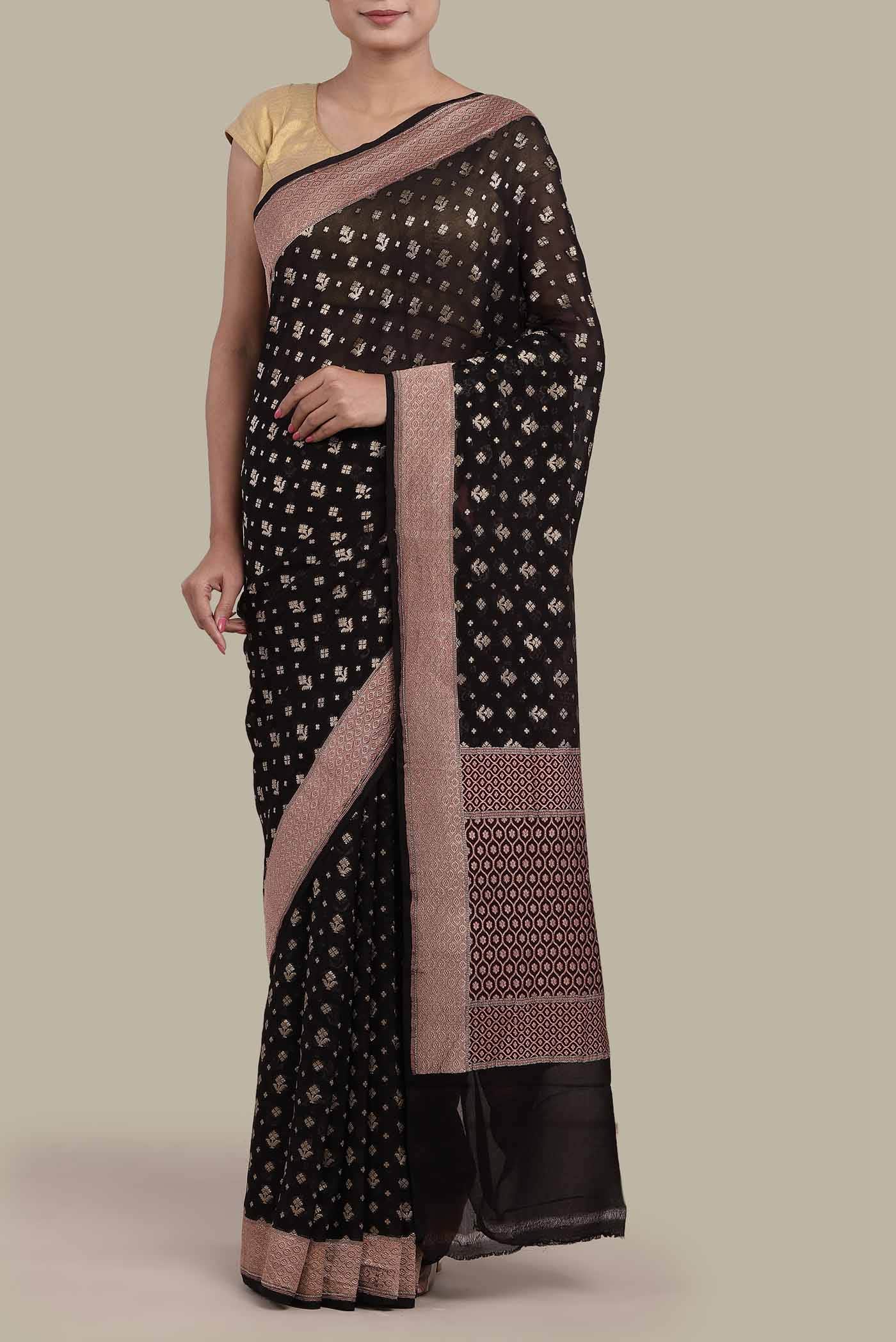 Black Banarasi Georgette Saree