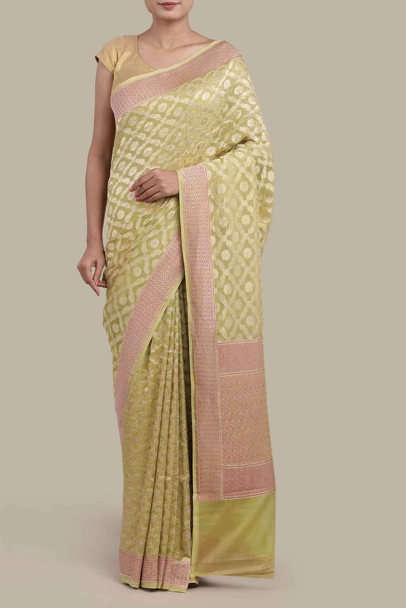 Green Banarasi Georgette Saree