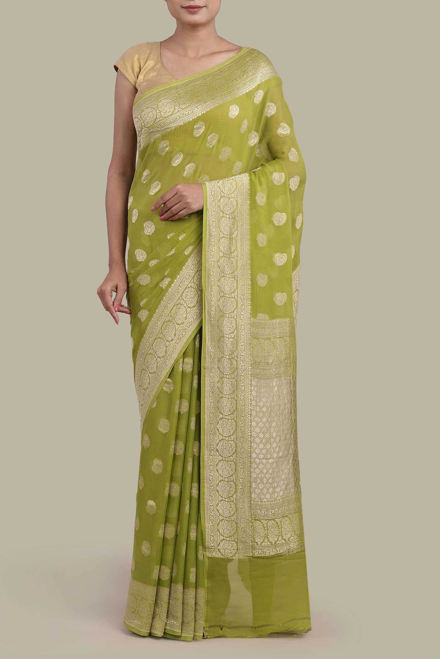 Green Banarasi Georgette Saree