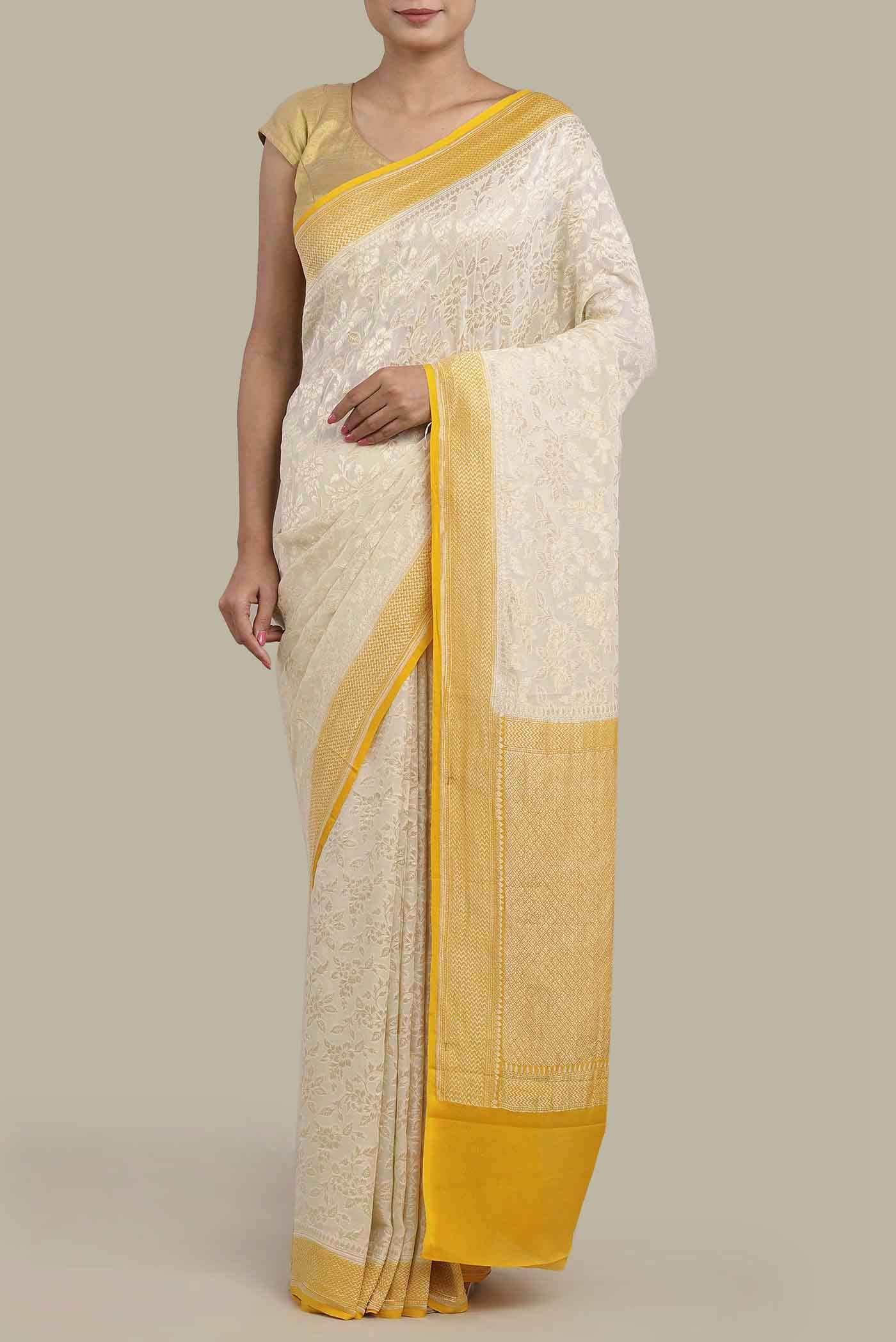 Beige Banarasi Georgette Saree