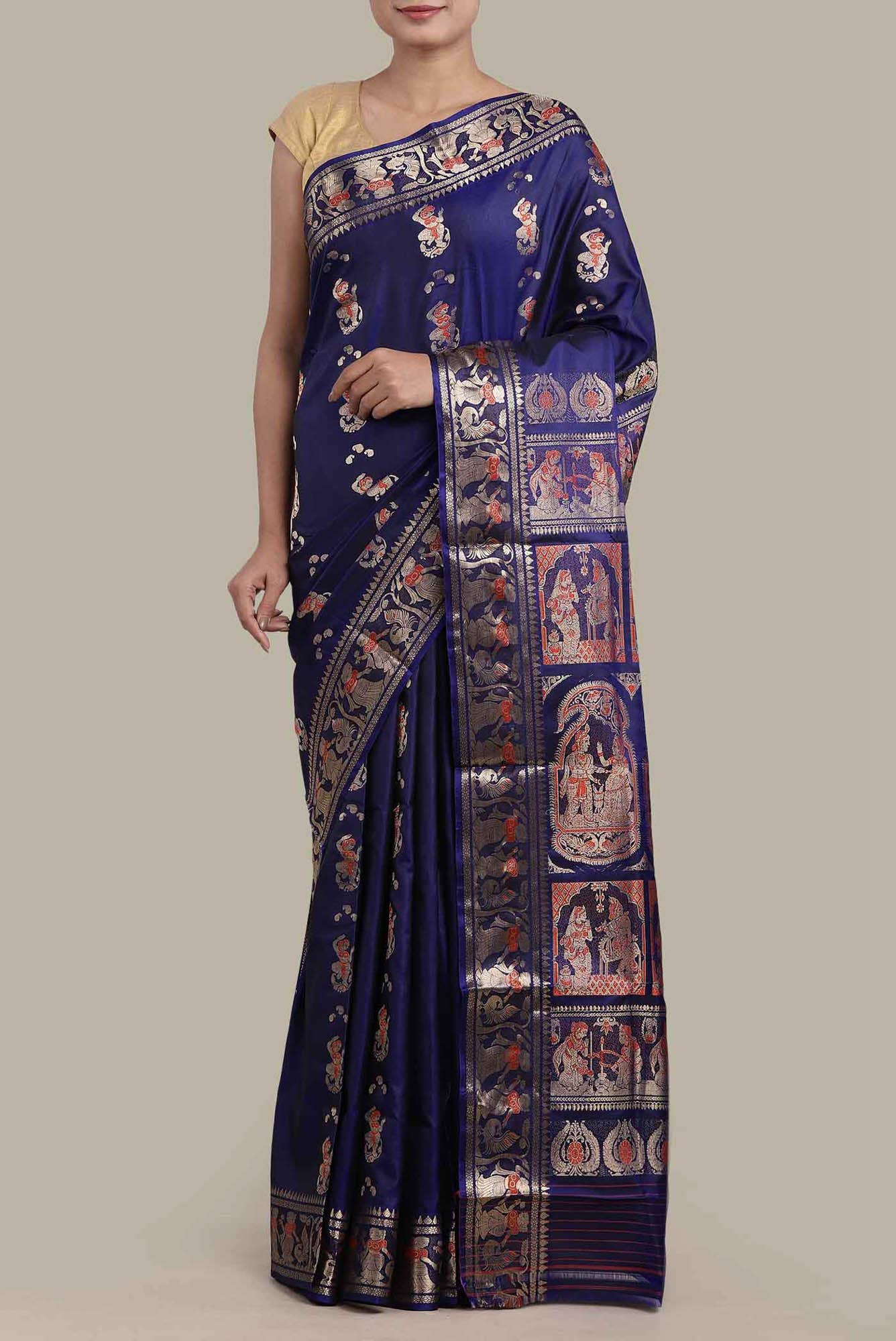 Blue Baluchari Silk Saree