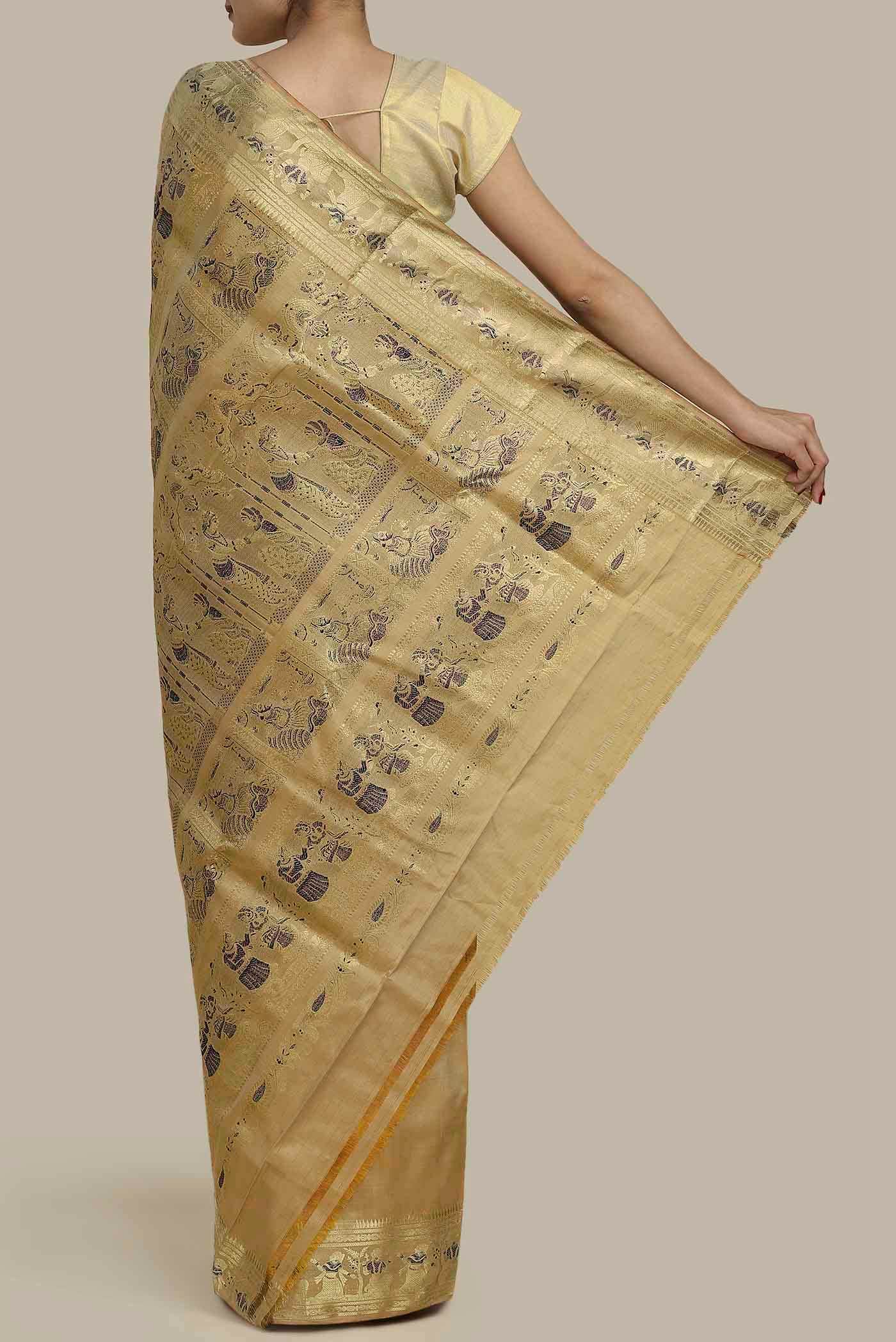 Beige Baluchari Silk Saree