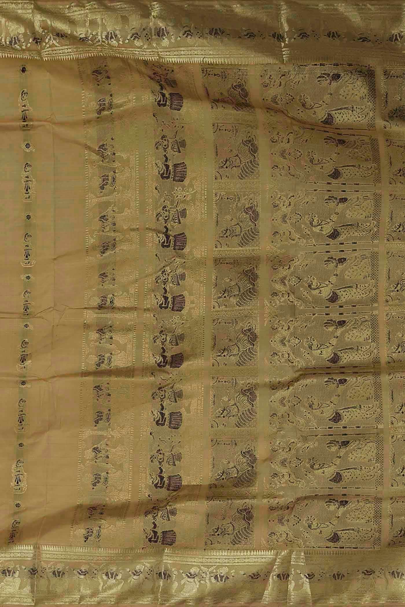 Beige Baluchari Silk Saree