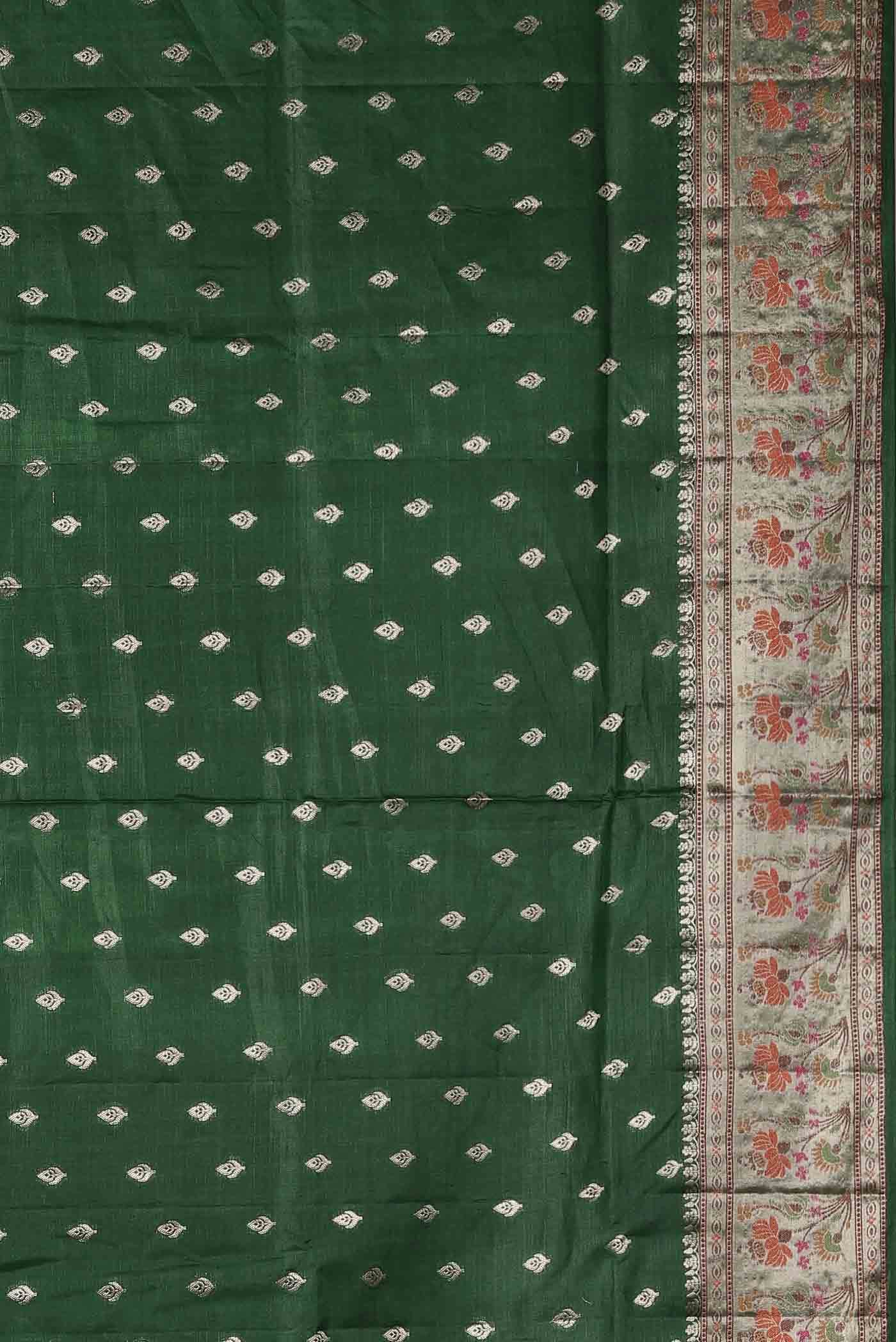 Green Banarasi Tussar Silk Saree