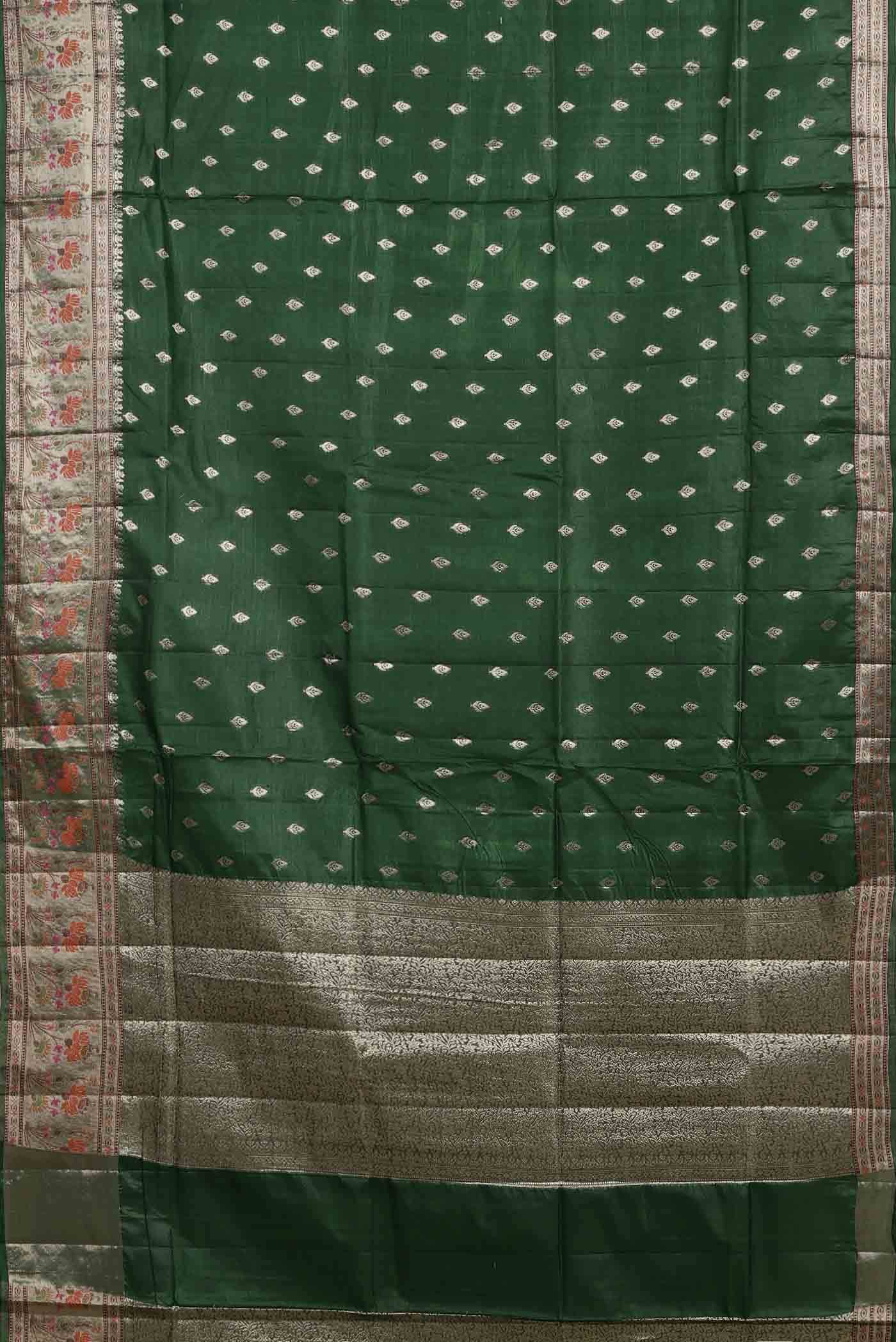 Green Banarasi Tussar Silk Saree