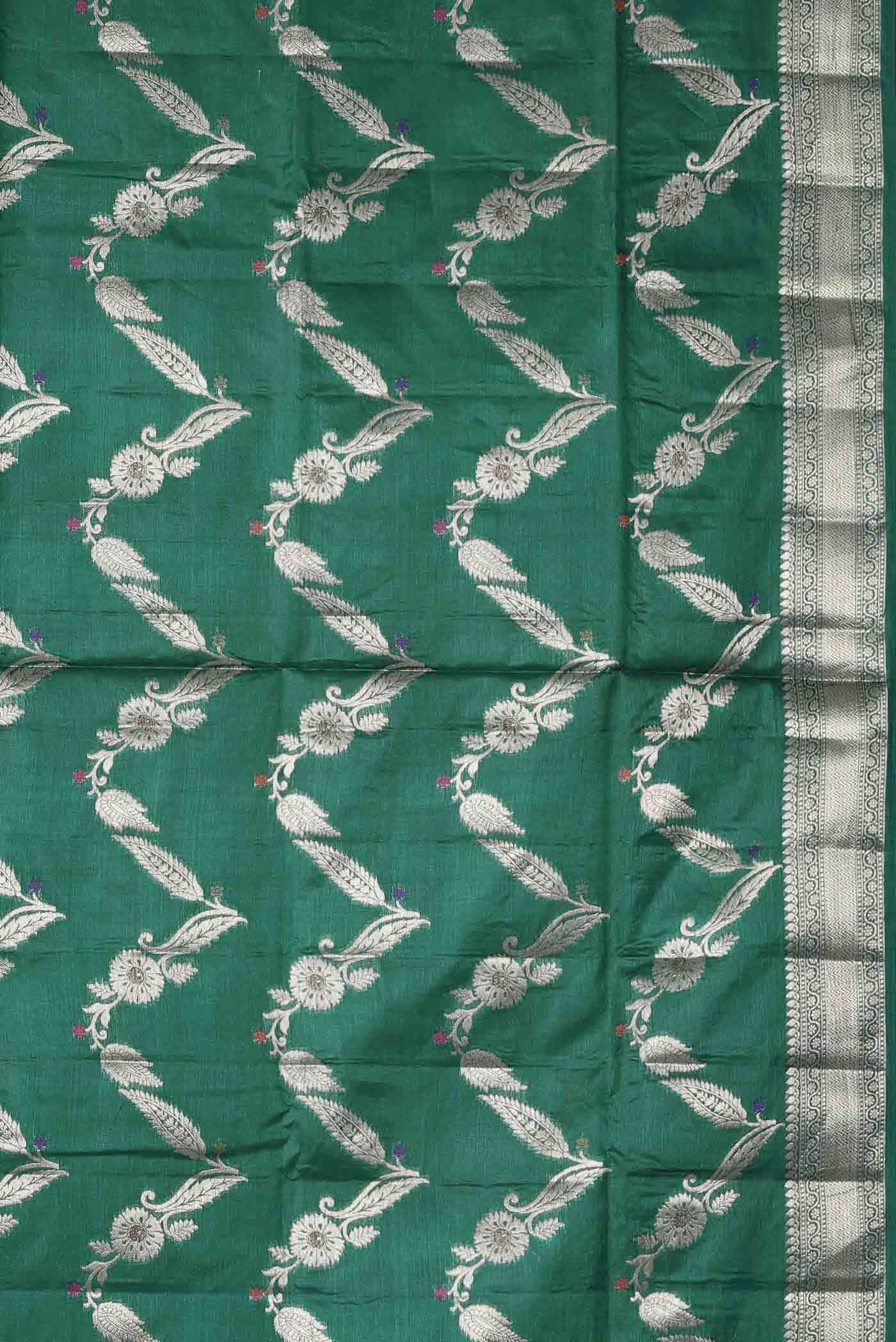 Green Banarasi Tussar Silk Saree