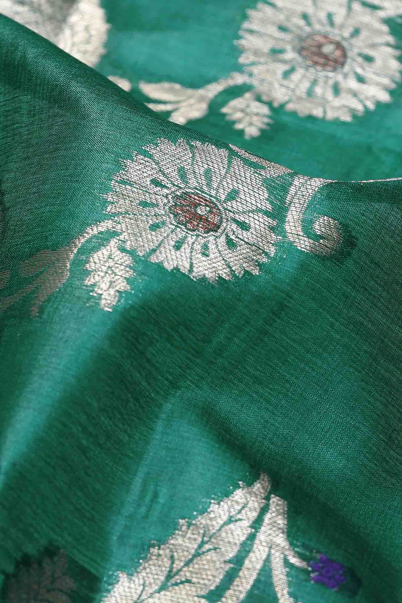 Green Banarasi Tussar Silk Saree