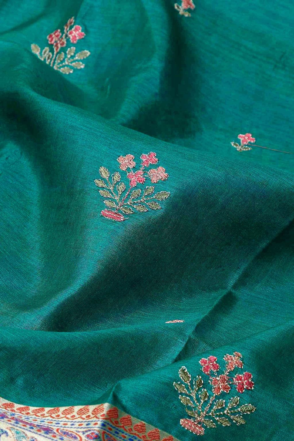 Green Banarasi Tussar Silk Saree