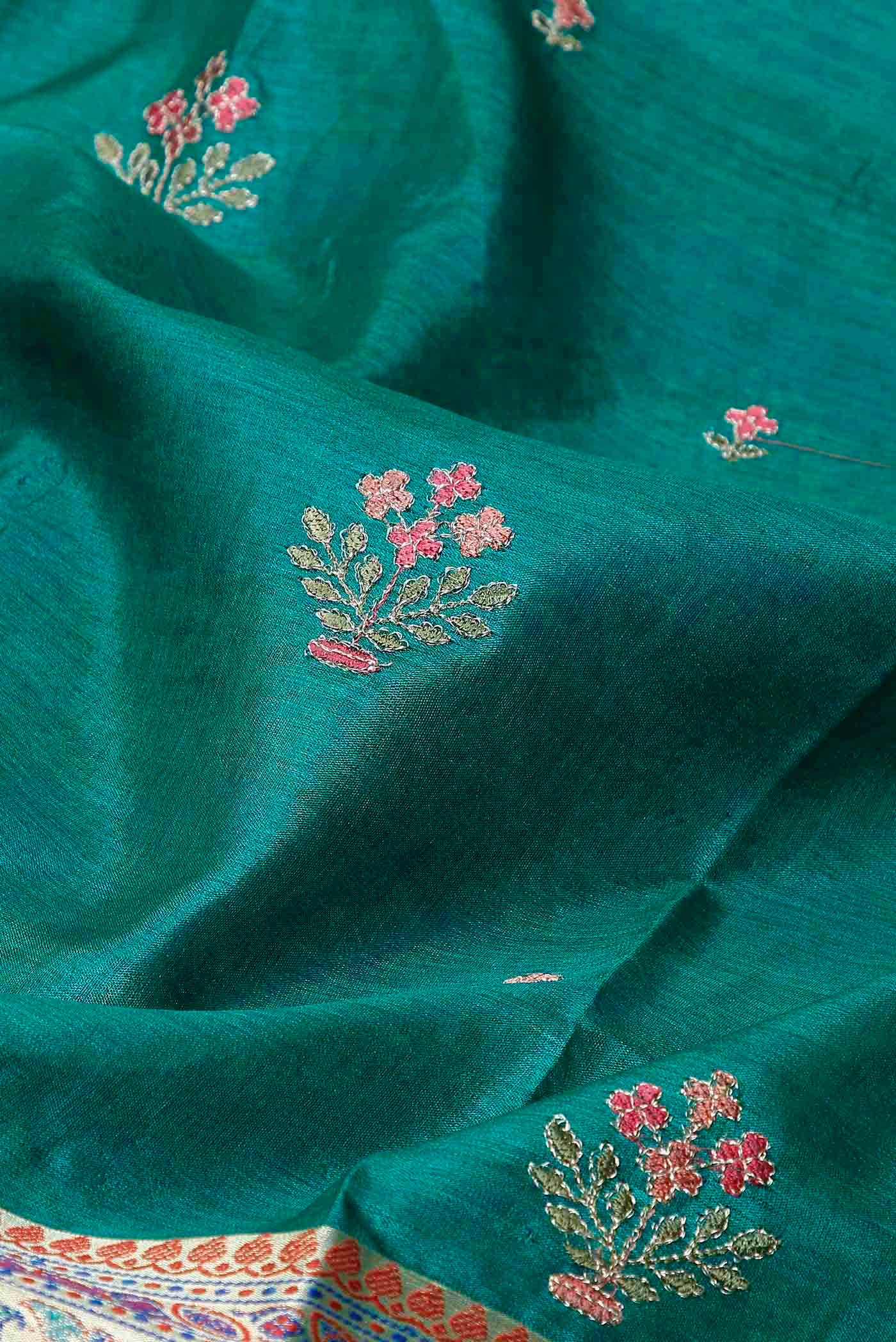 Green Banarasi Tussar Silk Saree