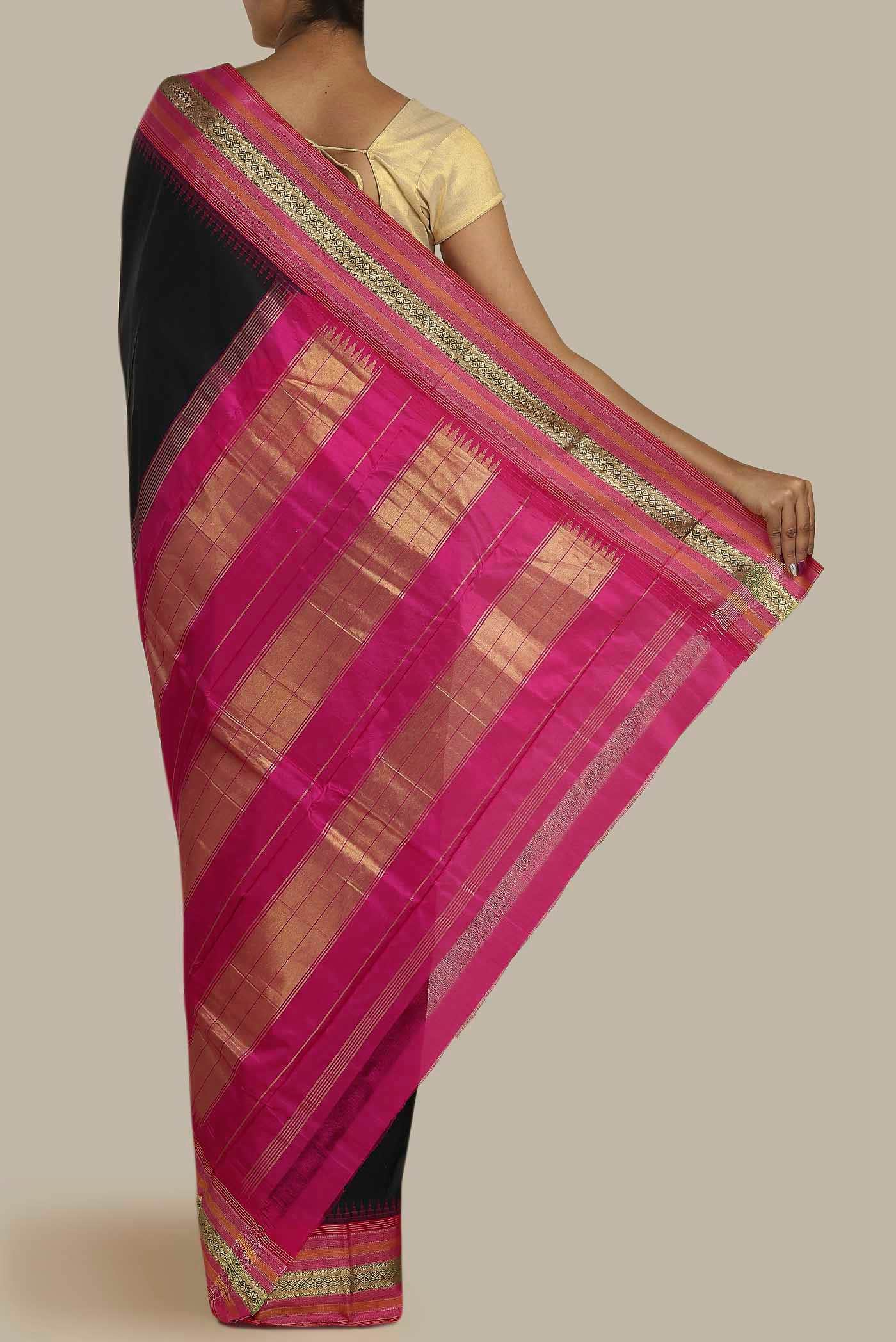 Black Bangalore Silk Saree
