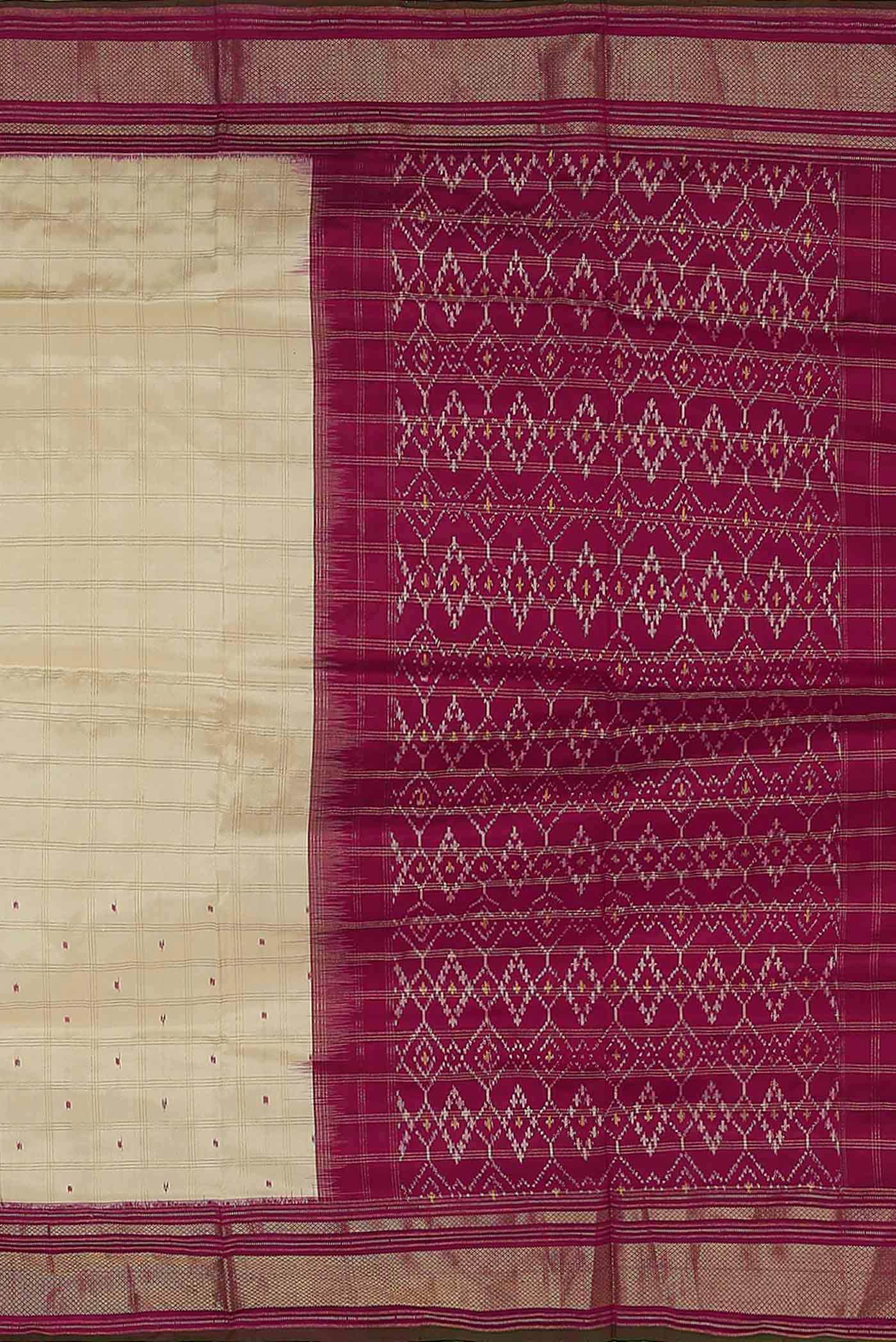 Cream Pochampally Silk Saree